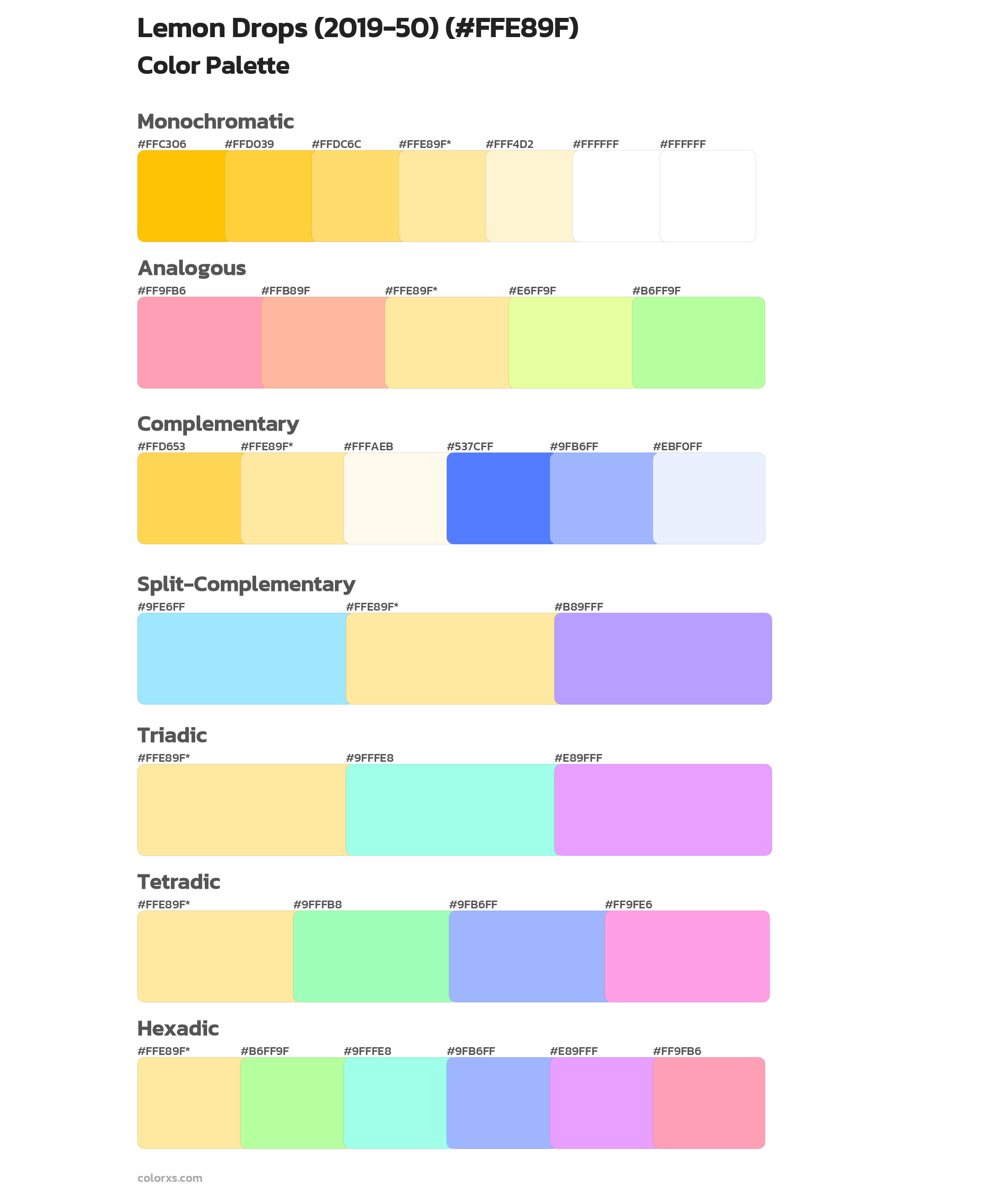 Lemon Drops (2019-50) Color Scheme Palettes
