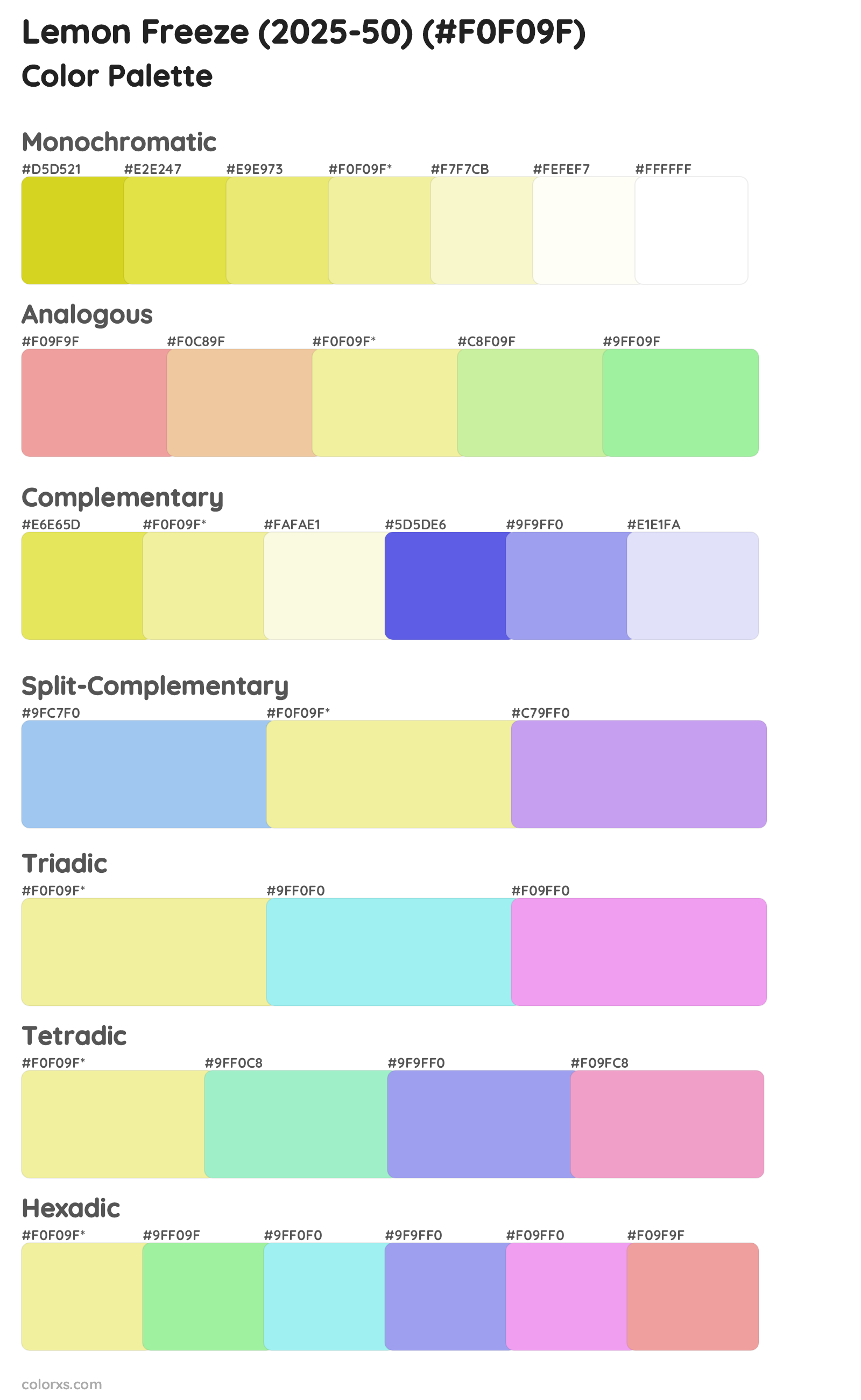 Lemon Freeze (2025-50) Color Scheme Palettes
