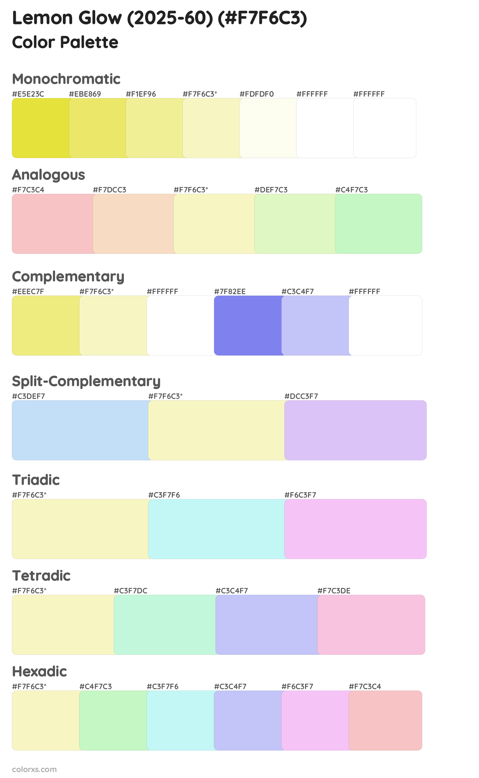 Lemon Glow (2025-60) Color Scheme Palettes