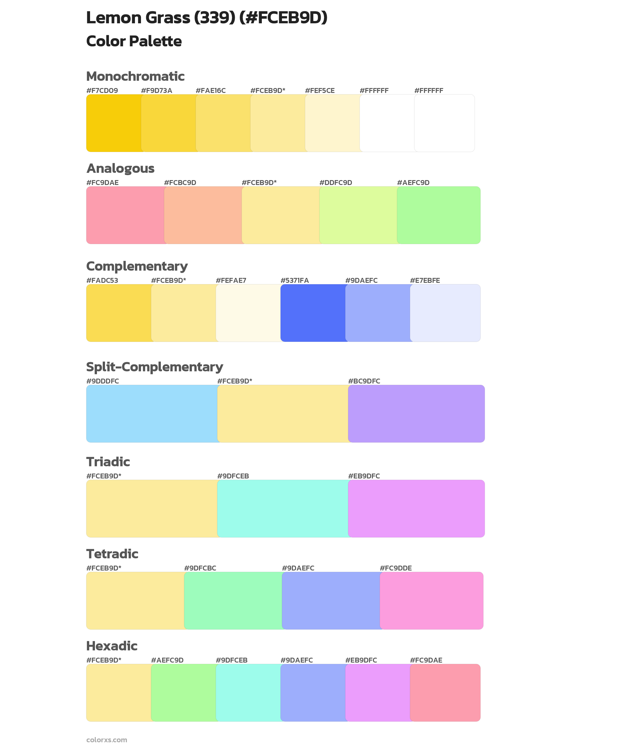 Lemon Grass (339) Color Scheme Palettes