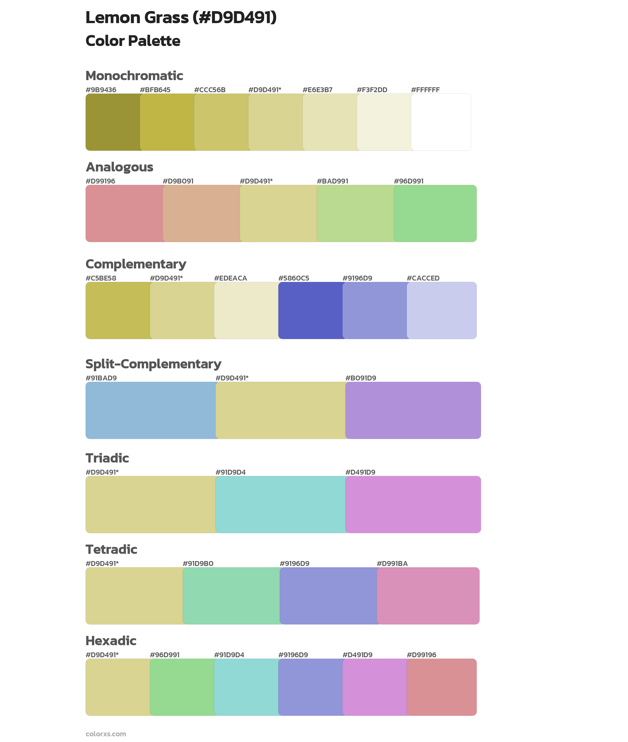 Lemon Grass Color Scheme Palettes