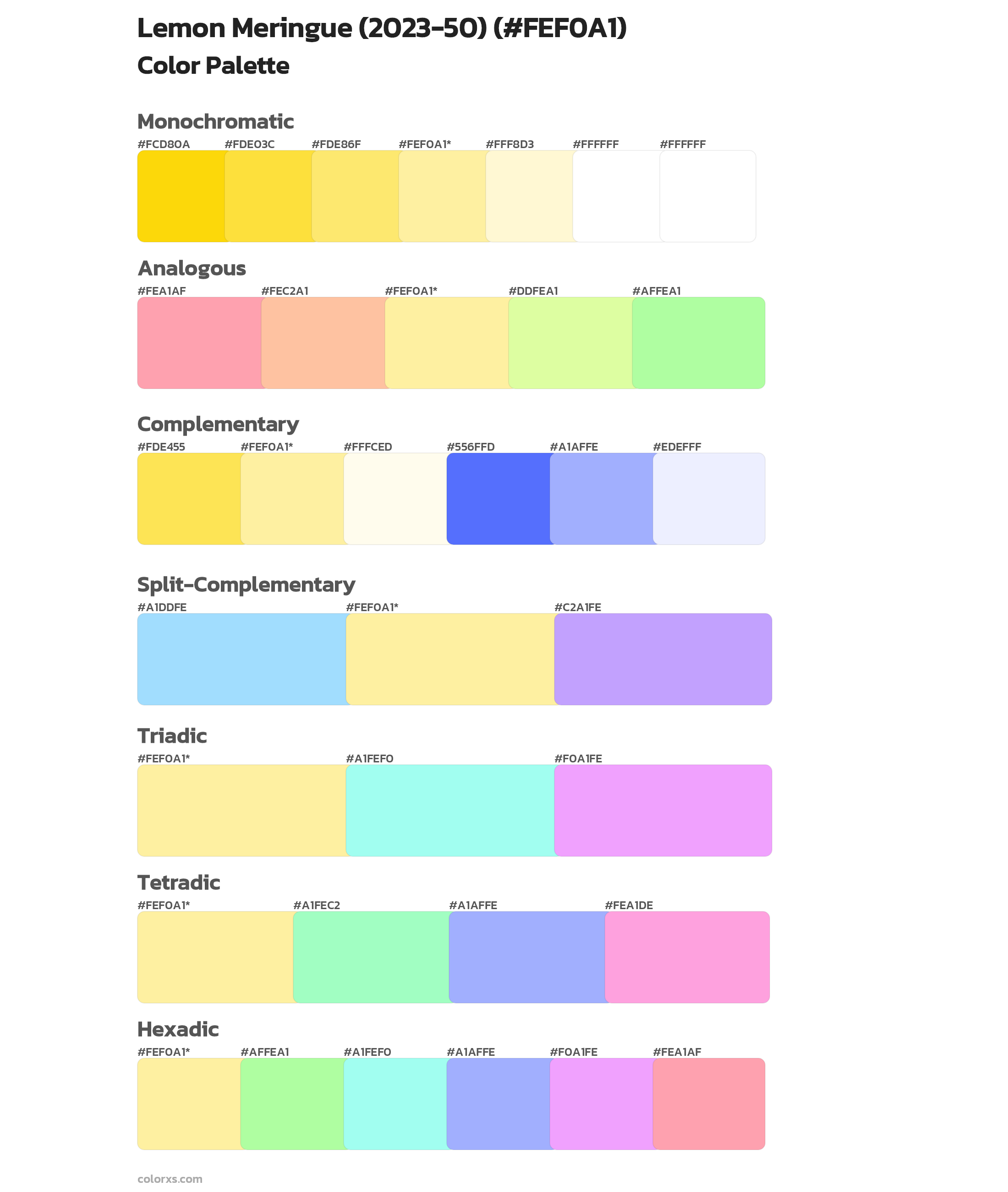 Lemon Meringue (2023-50) Color Scheme Palettes