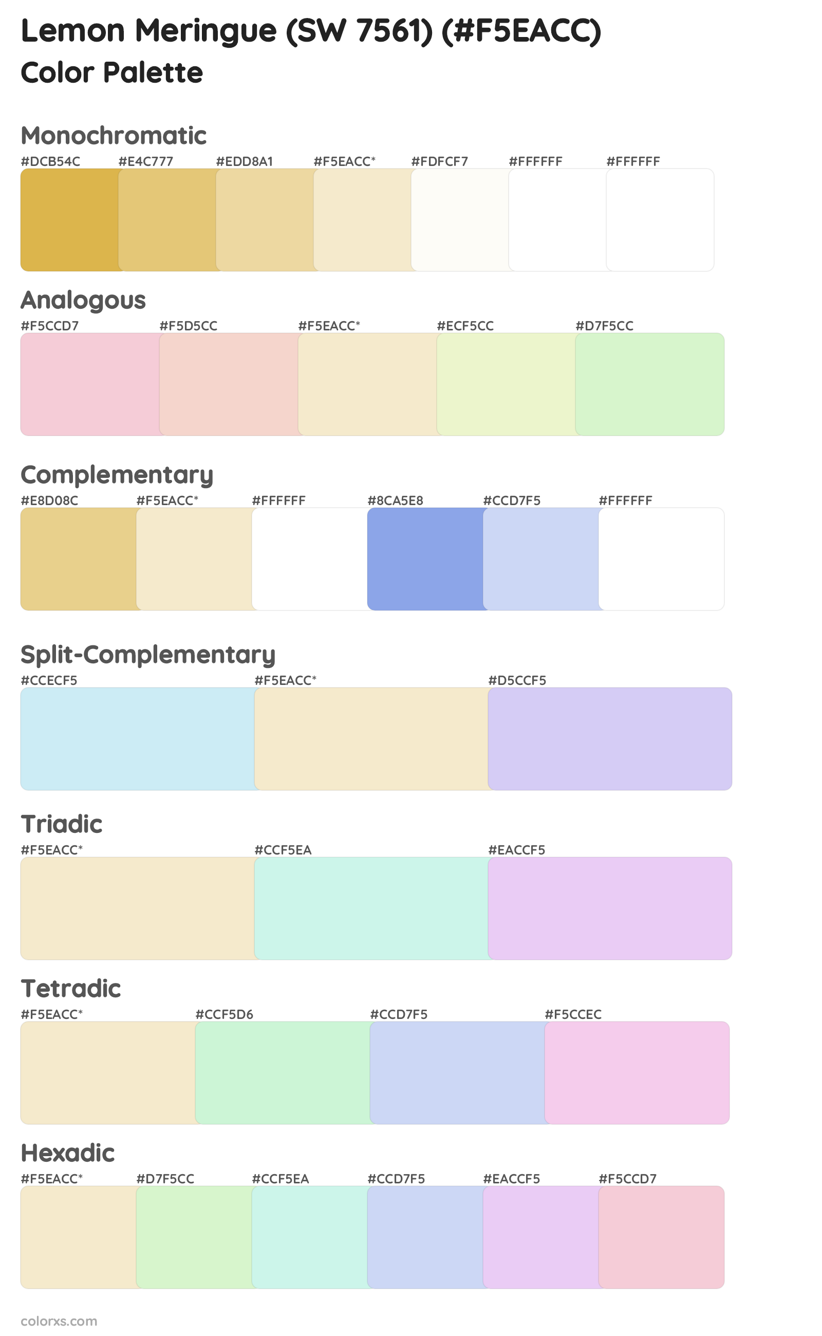 Lemon Meringue (SW 7561) Color Scheme Palettes