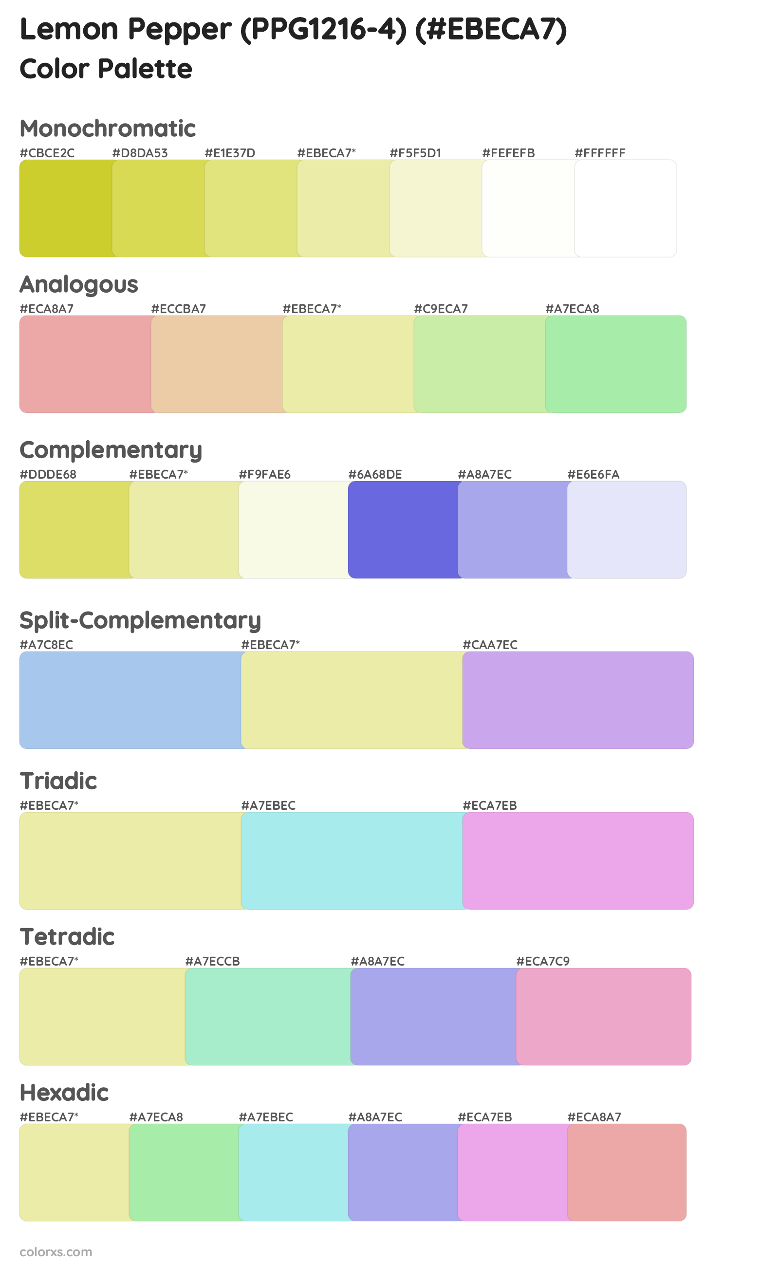 Lemon Pepper (PPG1216-4) Color Scheme Palettes