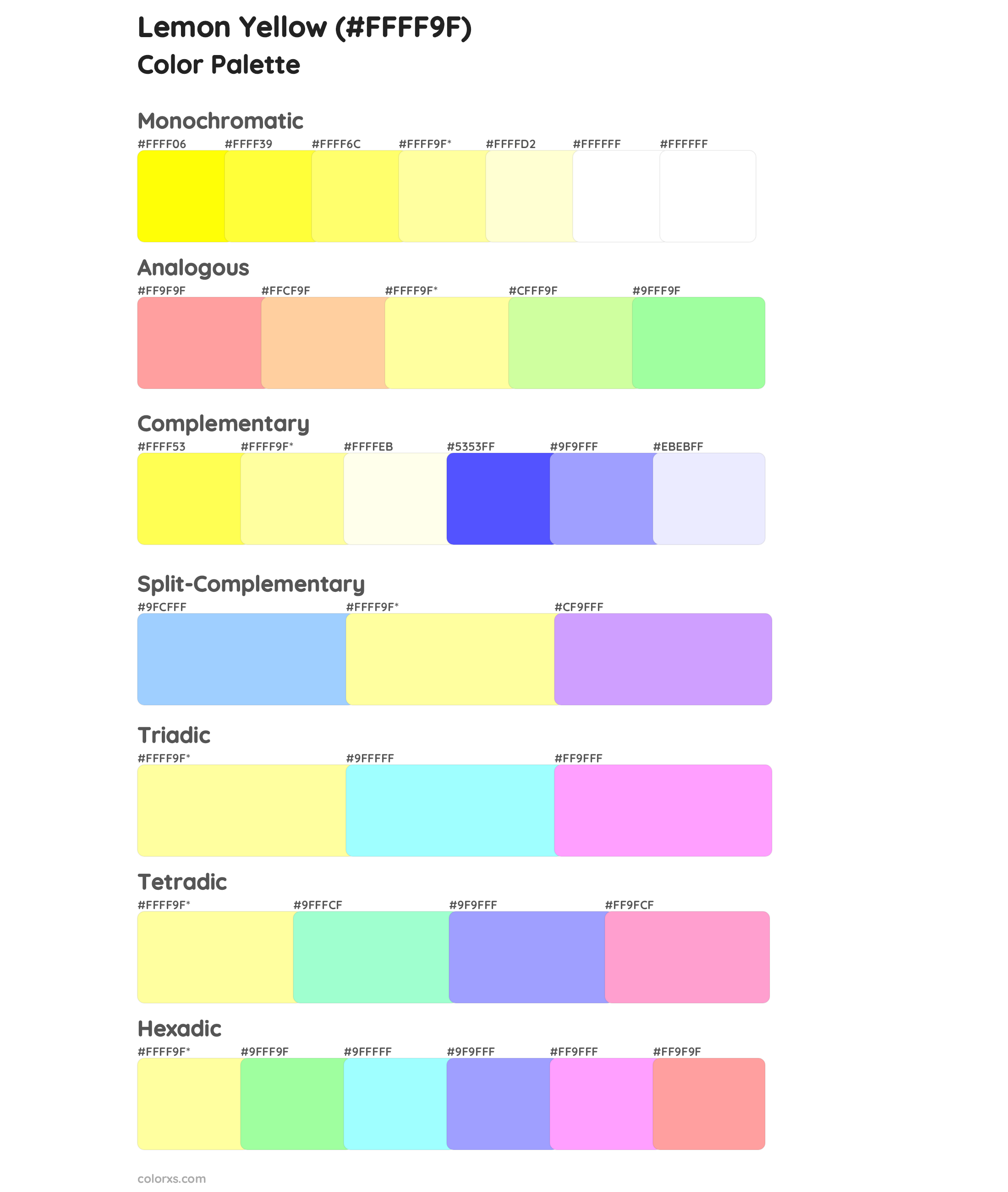 Lemon Yellow Color Scheme Palettes