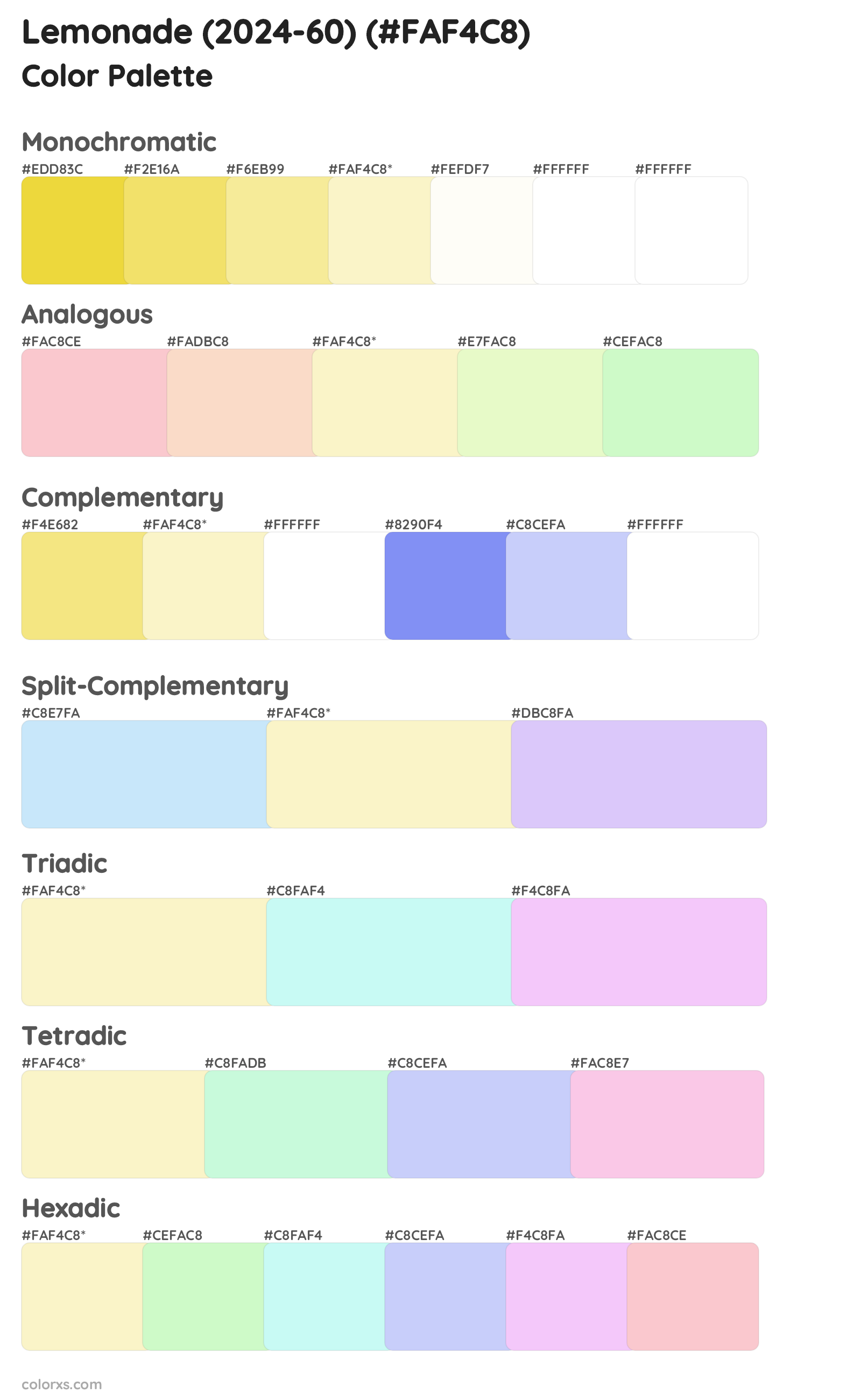 Lemonade (2024-60) Color Scheme Palettes