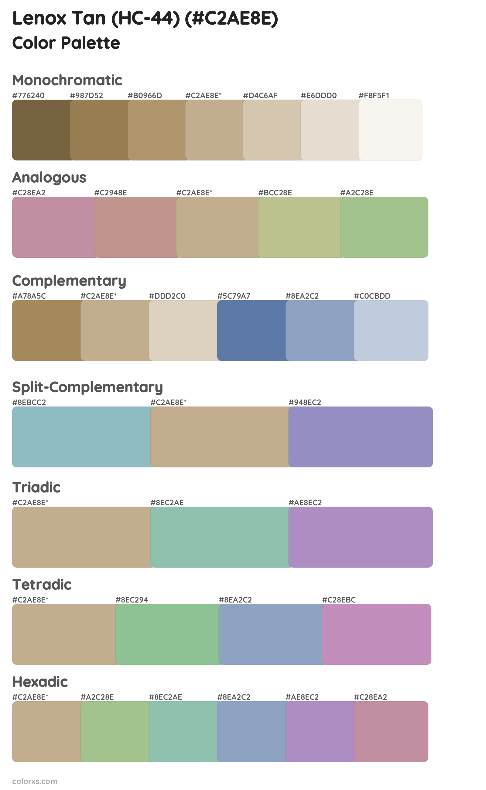 Lenox Tan (HC-44) Color Scheme Palettes