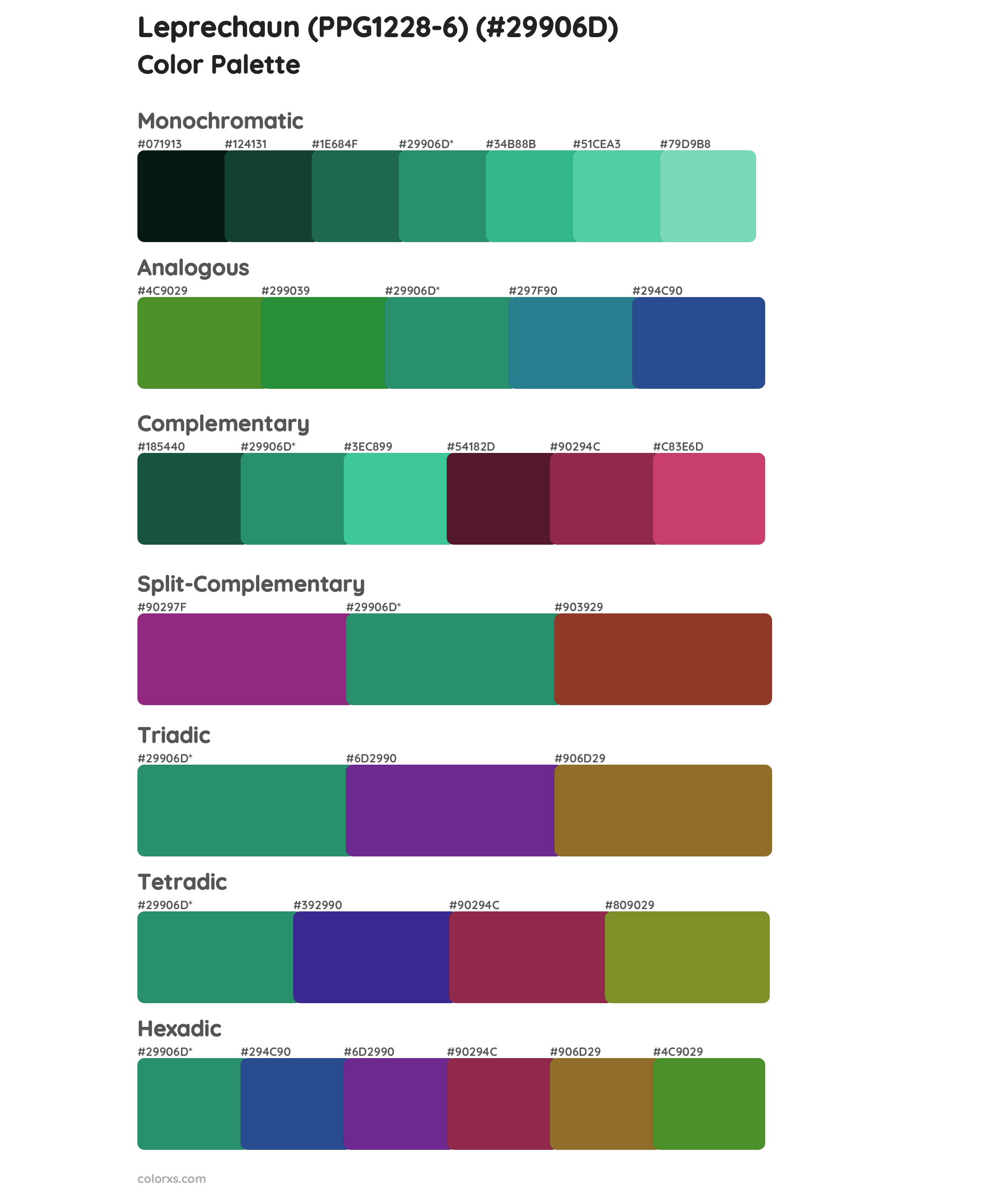 Leprechaun (PPG1228-6) Color Scheme Palettes