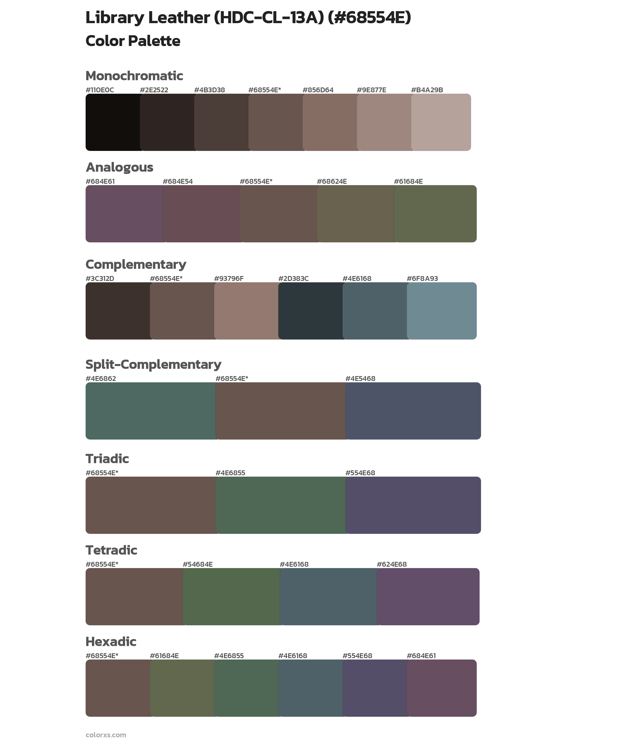 Library Leather (HDC-CL-13A) Color Scheme Palettes