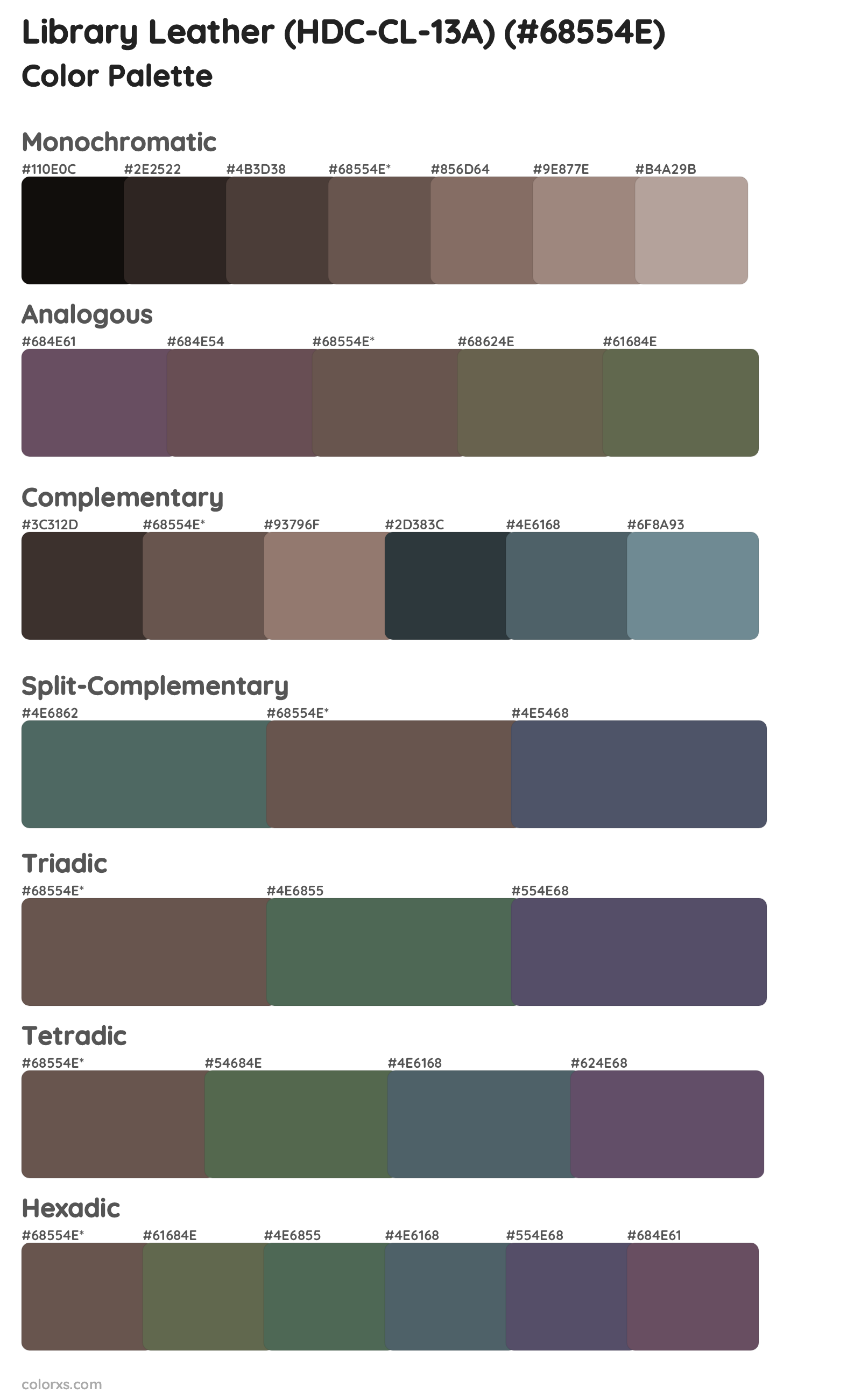 Library Leather (HDC-CL-13A) Color Scheme Palettes