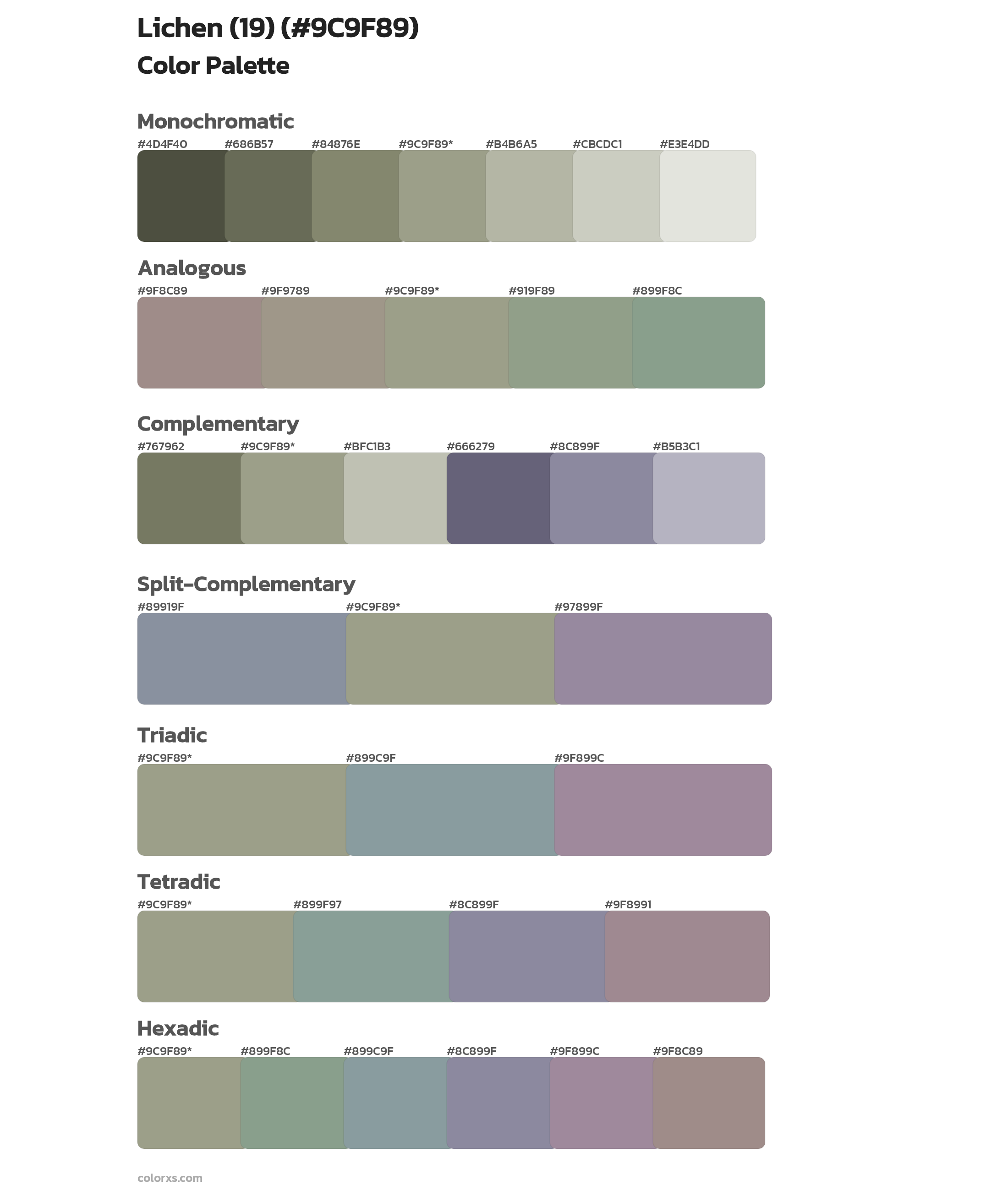 Lichen (19) Color Scheme Palettes