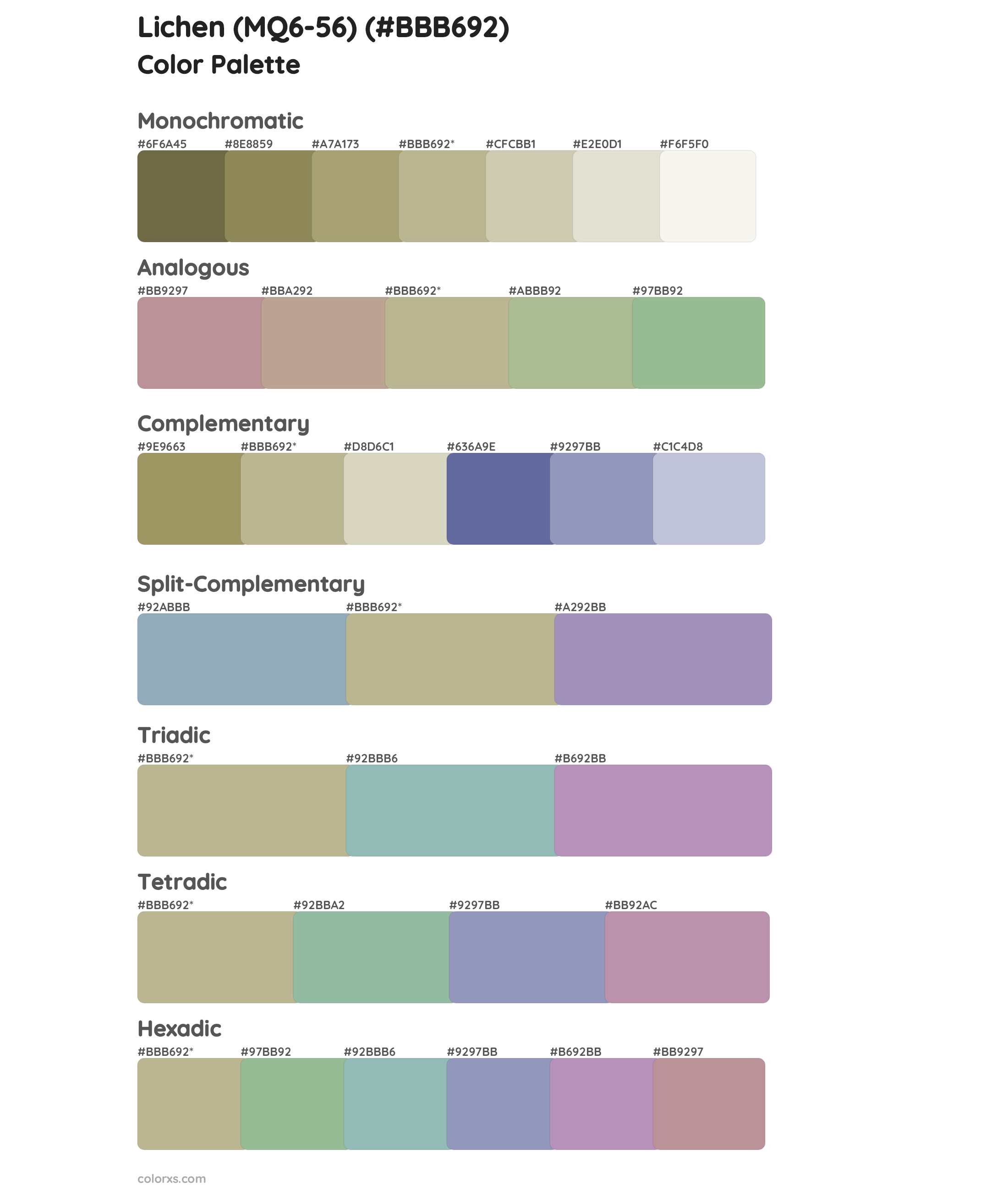 Lichen (MQ6-56) Color Scheme Palettes