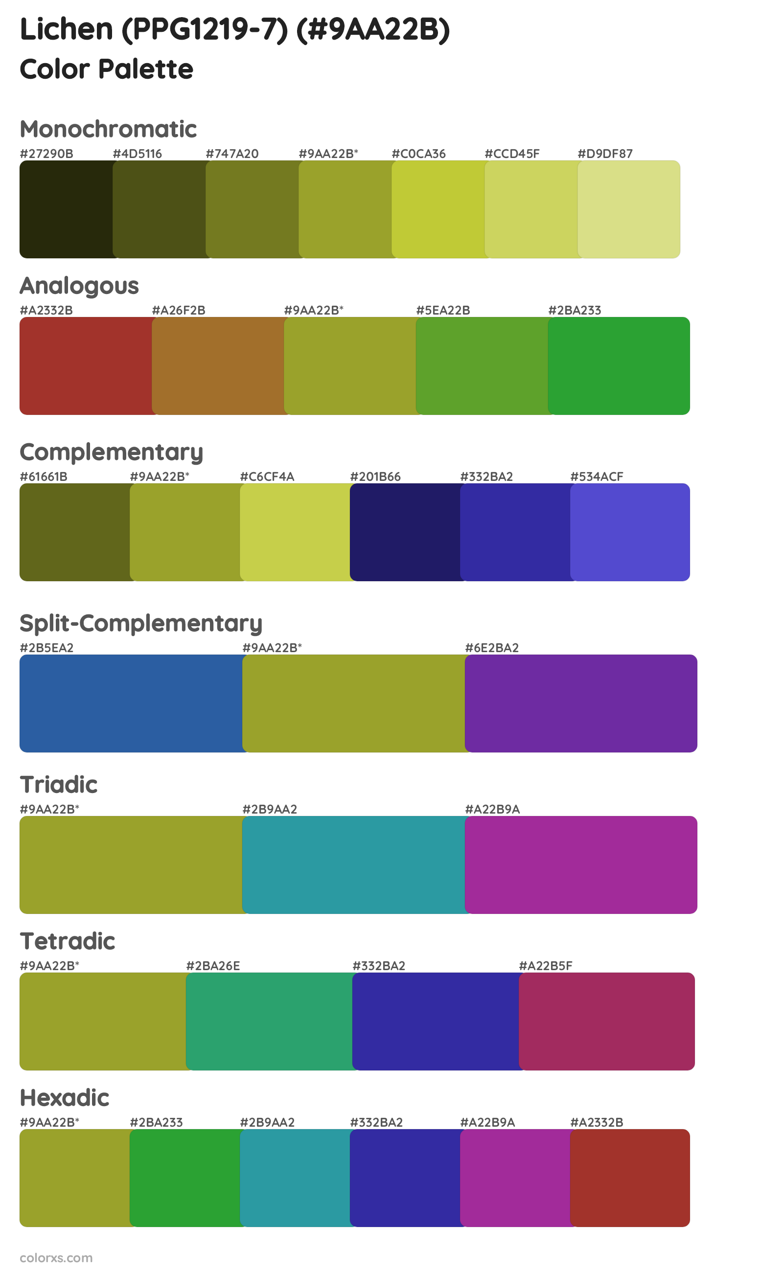 Lichen (PPG1219-7) Color Scheme Palettes