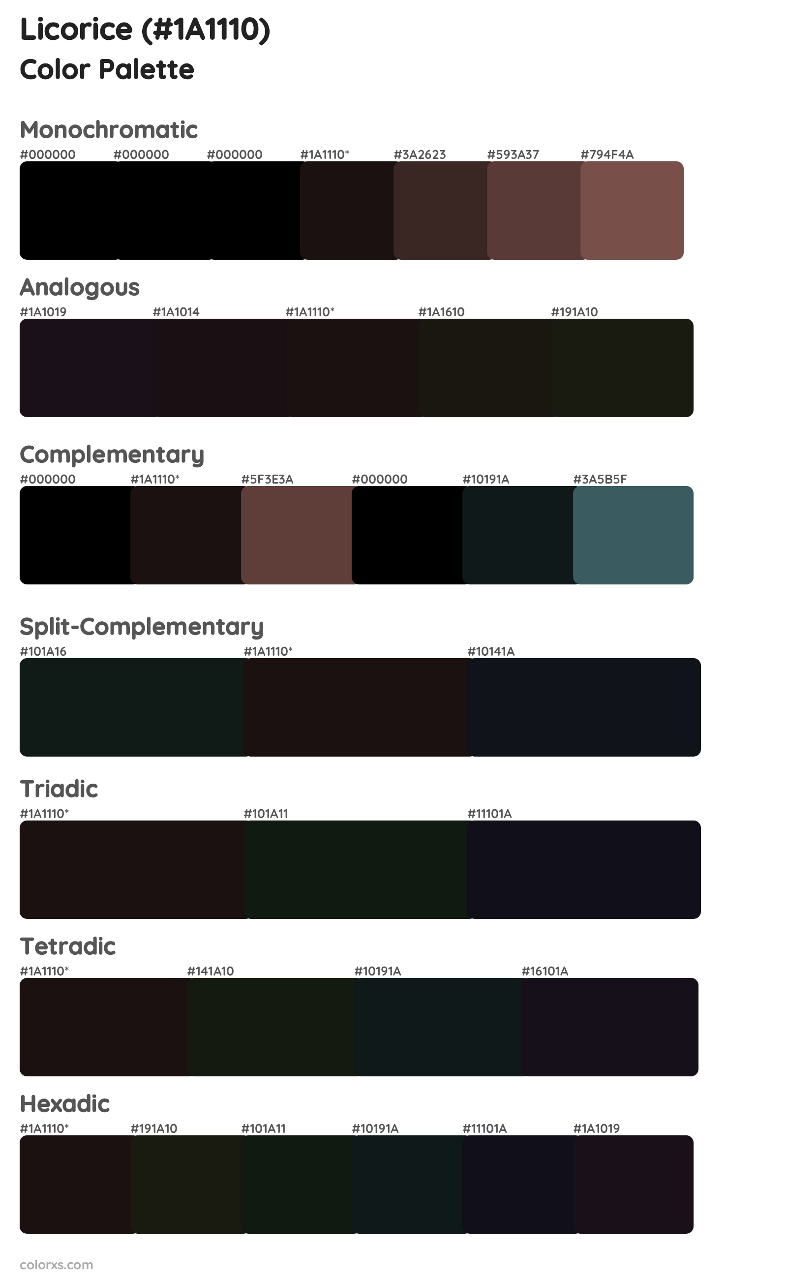 Licorice Color Scheme Palettes