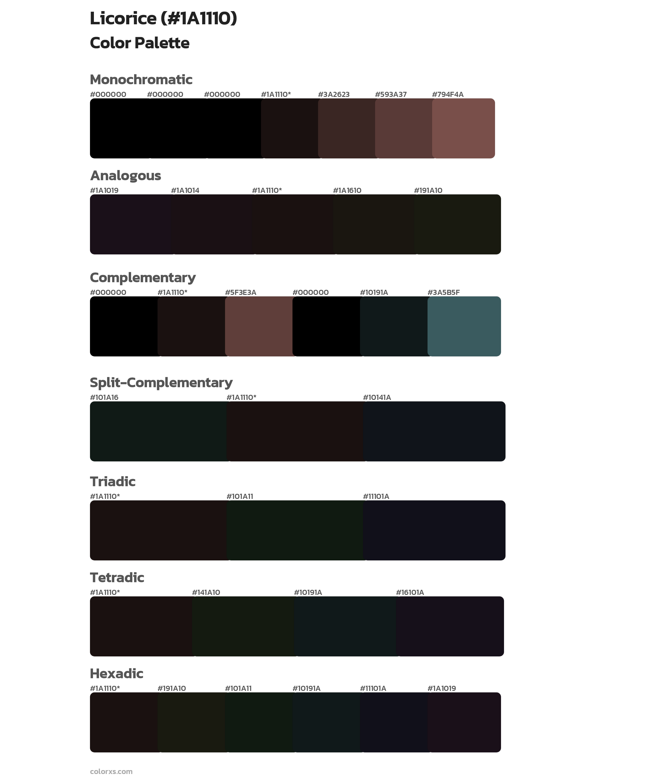 Licorice color palettes