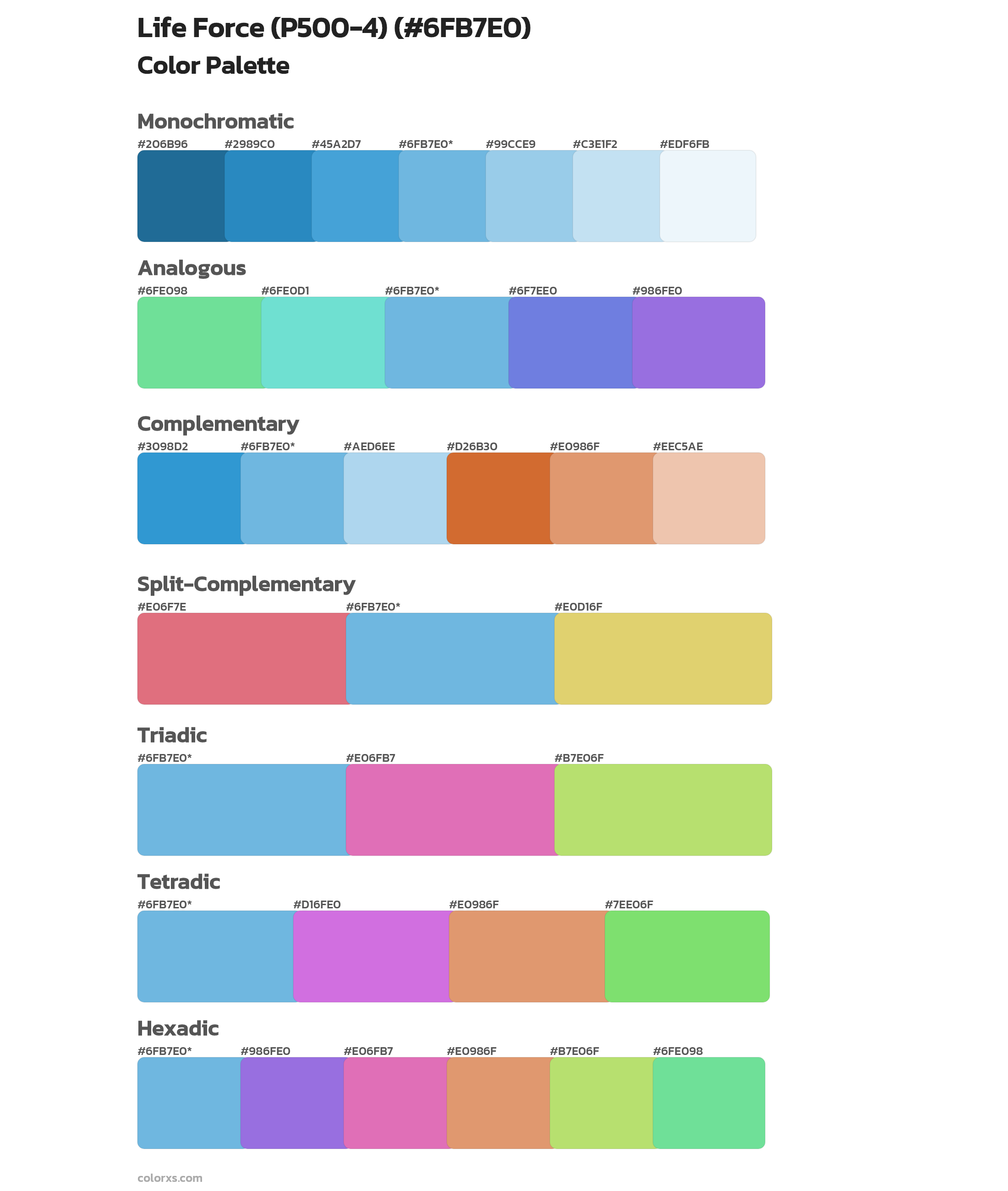 Life Force (P500-4) Color Scheme Palettes