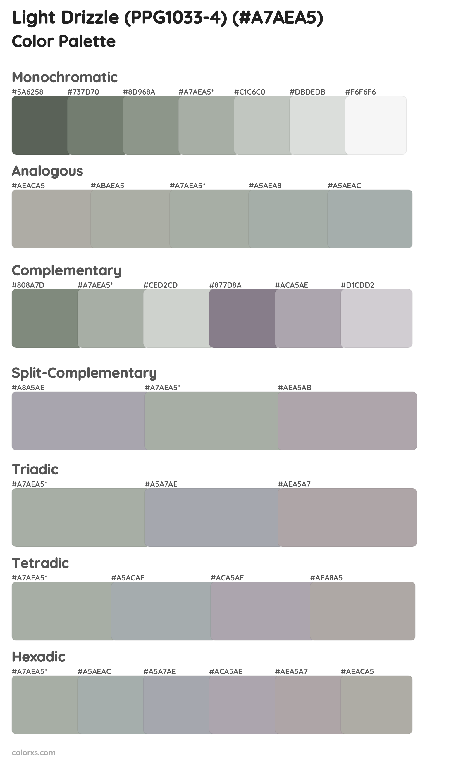 Light Drizzle (PPG1033-4) Color Scheme Palettes