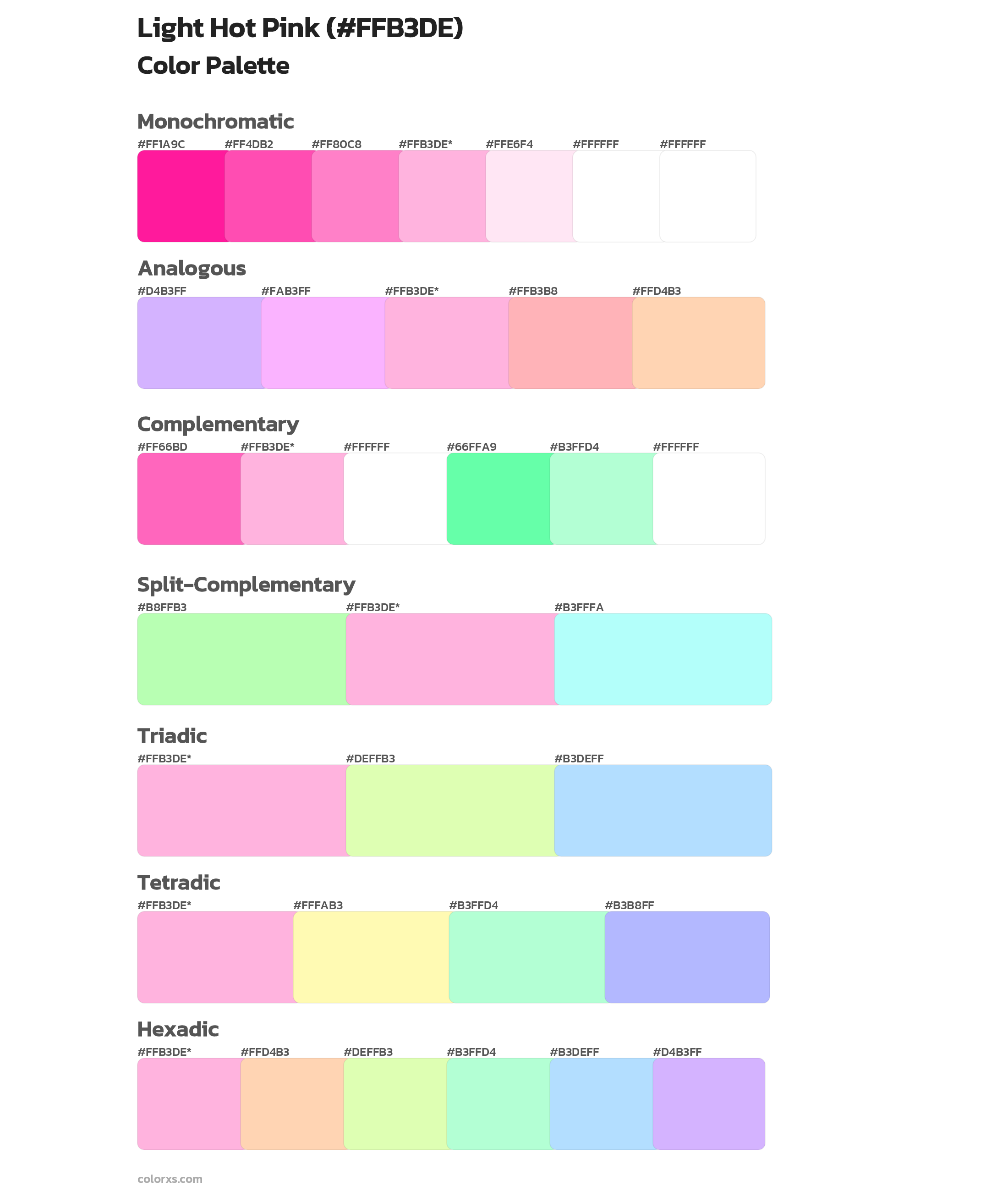 Light Hot Pink Color Scheme Palettes