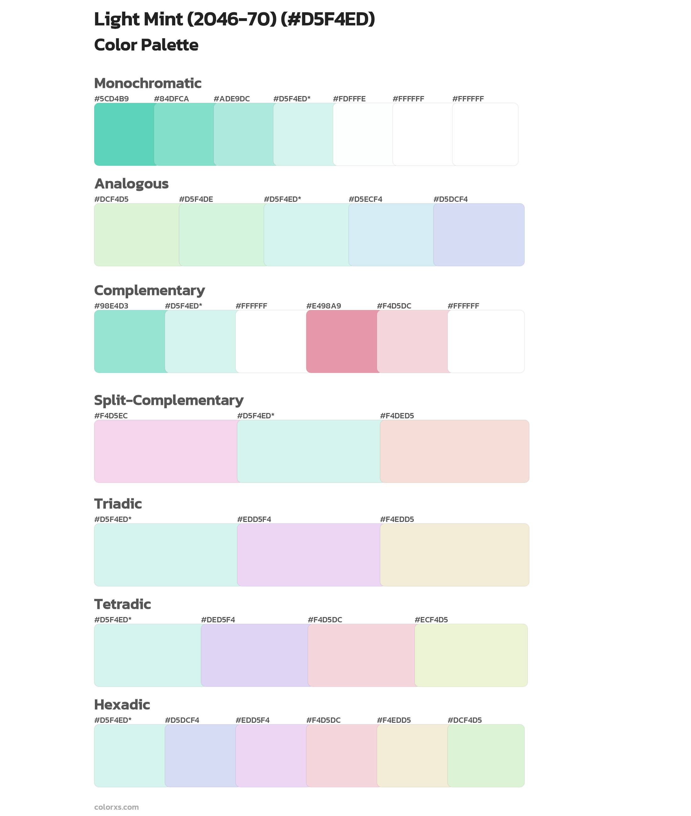 Light Mint (2046-70) Color Scheme Palettes