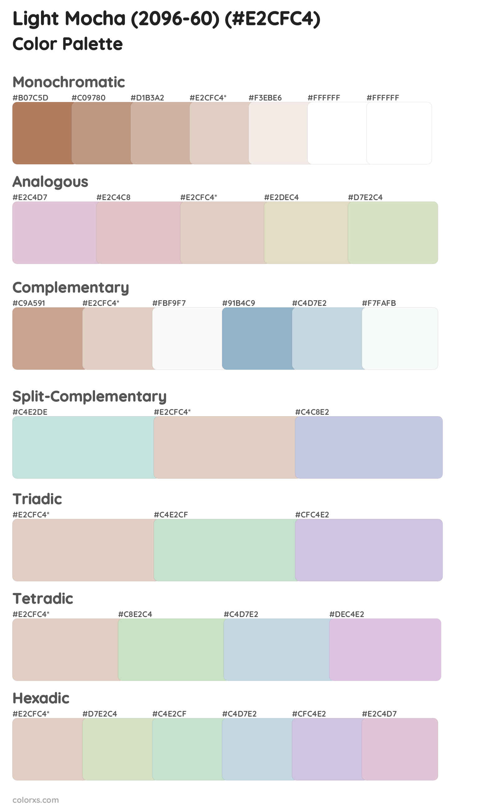 Light Mocha (2096-60) Color Scheme Palettes