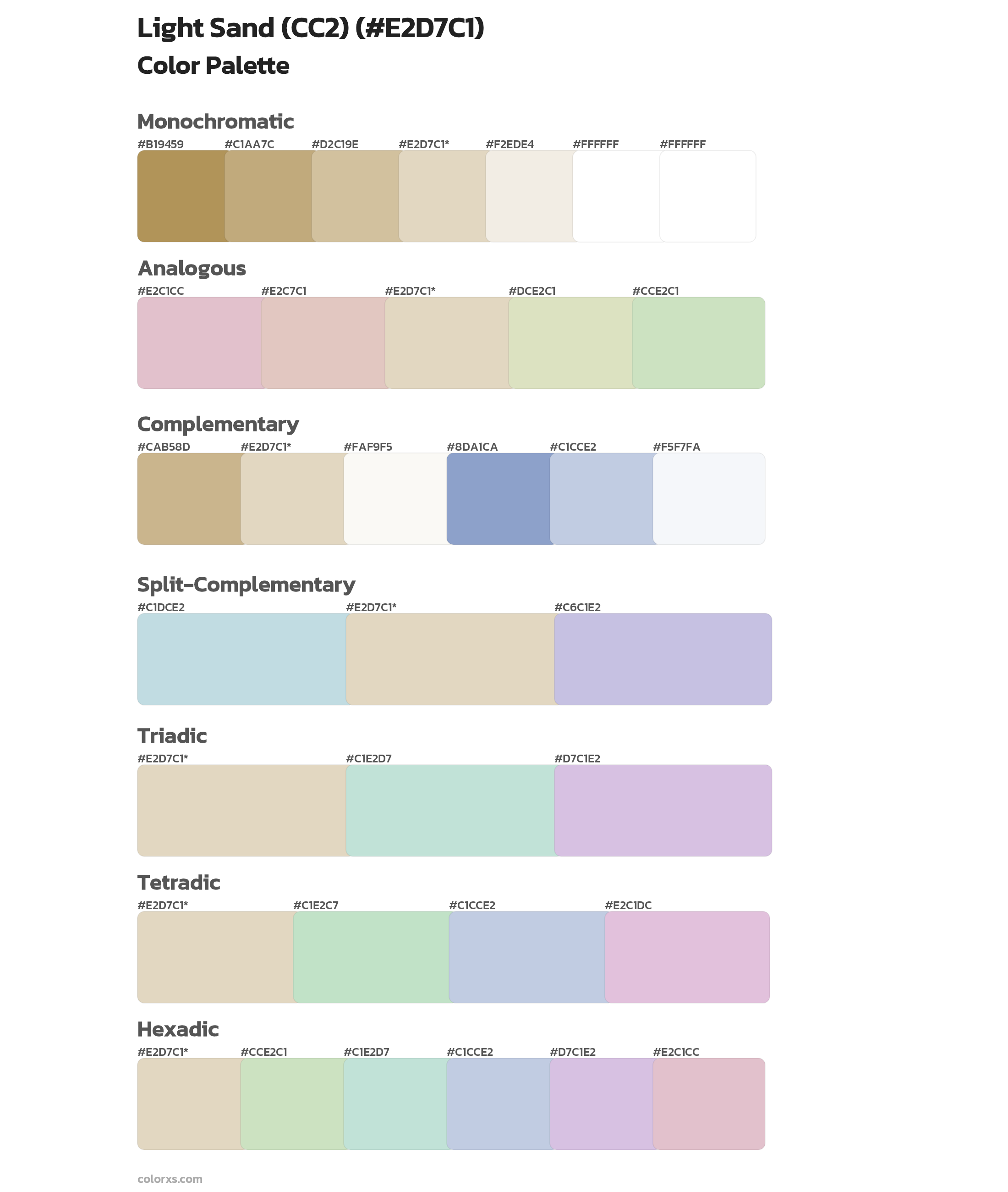 Light Sand (CC2) Color Scheme Palettes