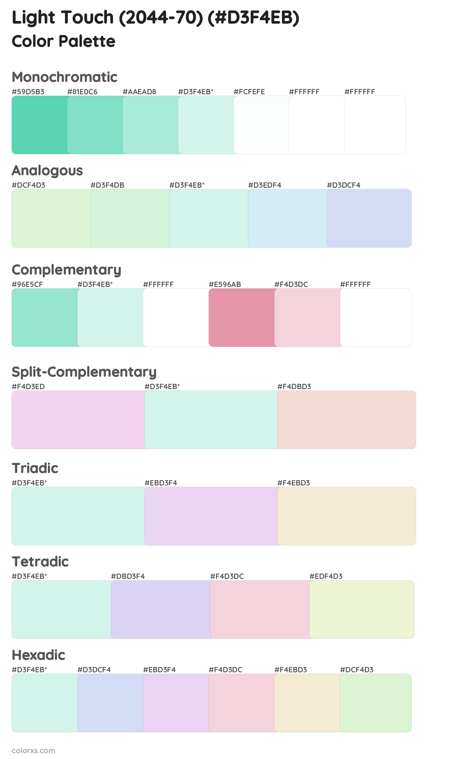 Light Touch (2044-70) Color Scheme Palettes
