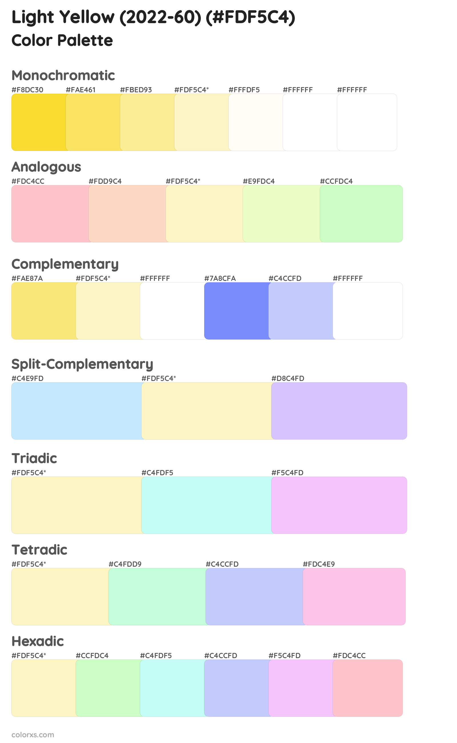 Light Yellow (2022-60) Color Scheme Palettes