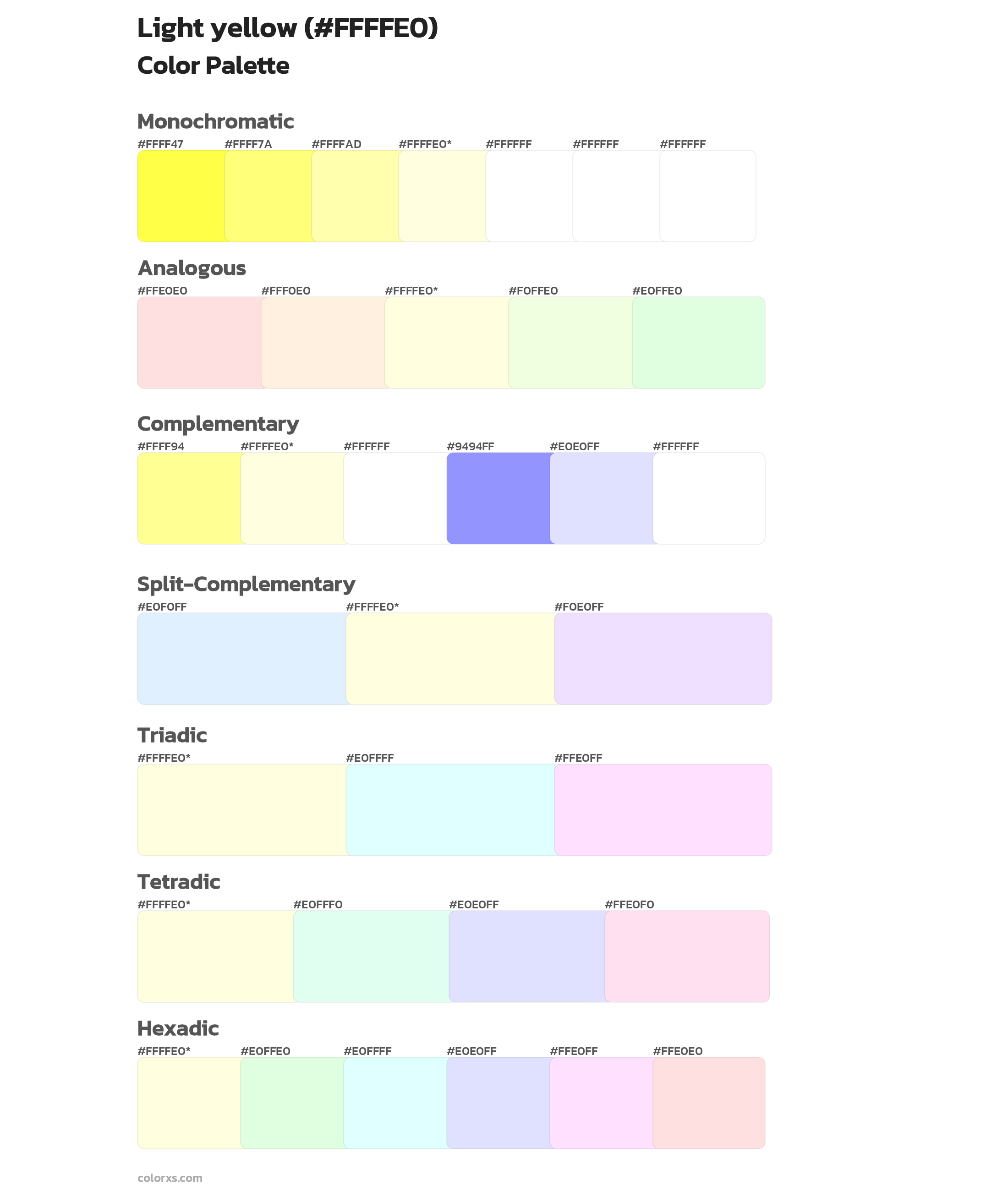 Light yellow Color Scheme Palettes