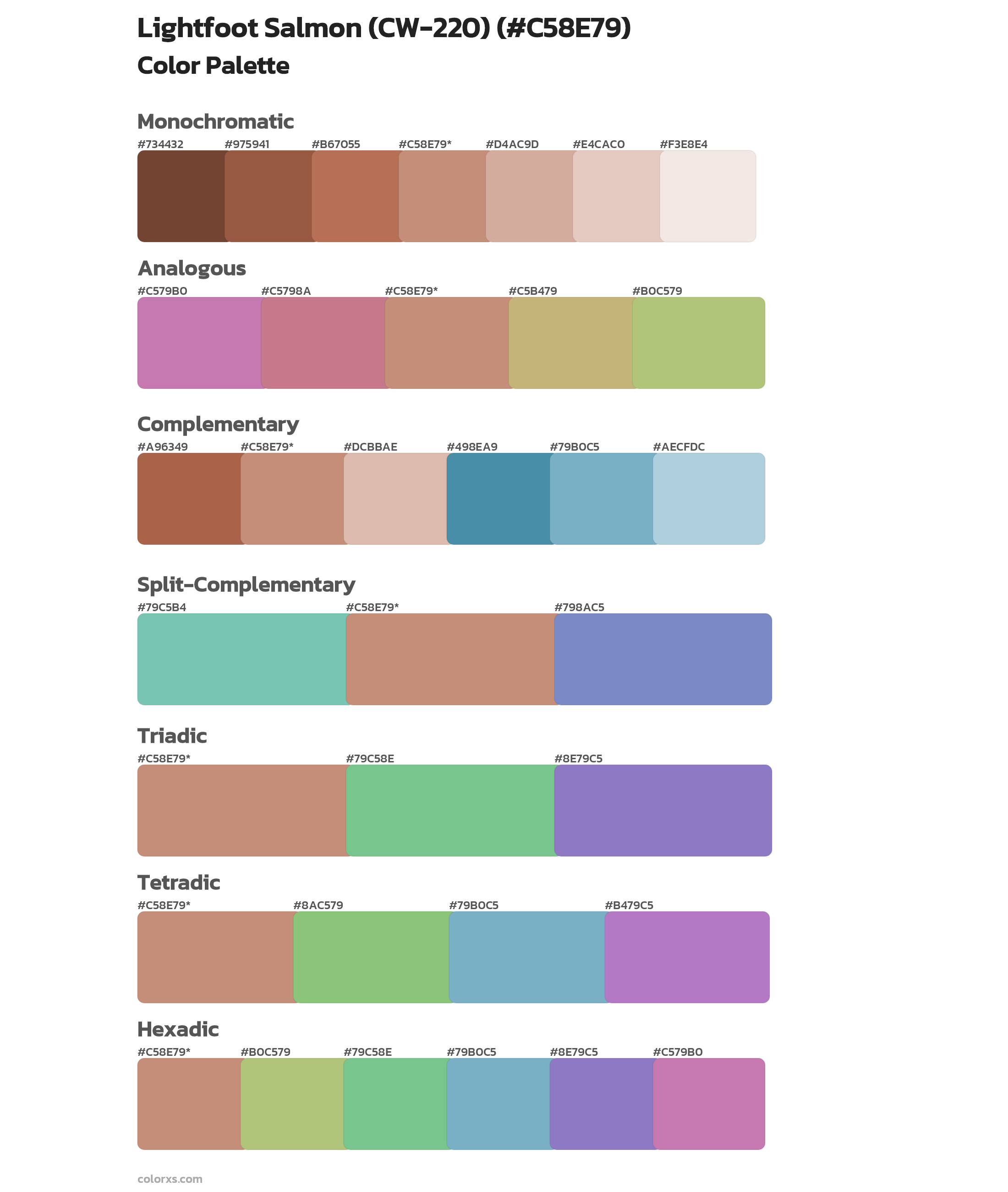 Lightfoot Salmon (CW-220) Color Scheme Palettes