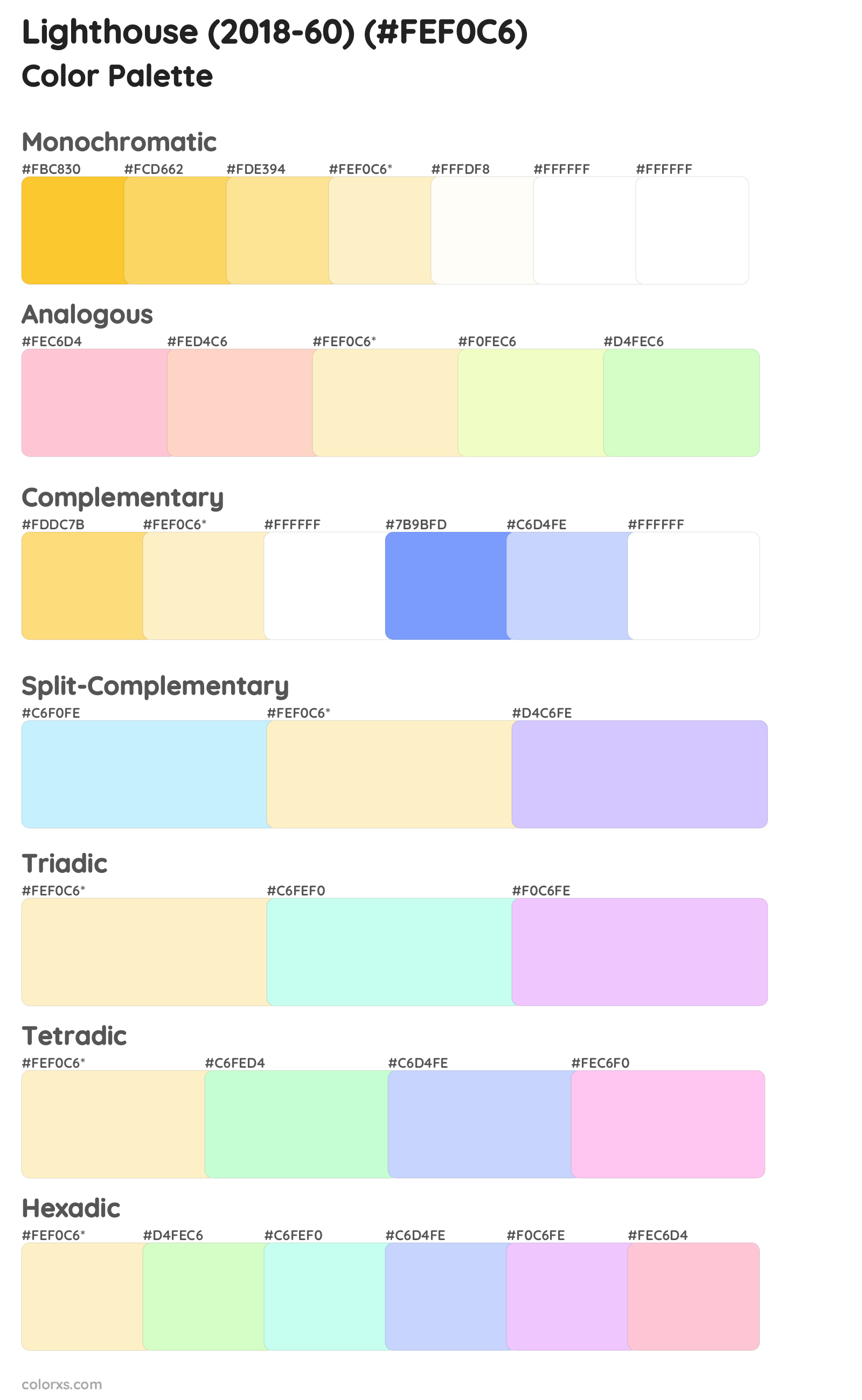 Lighthouse (2018-60) Color Scheme Palettes