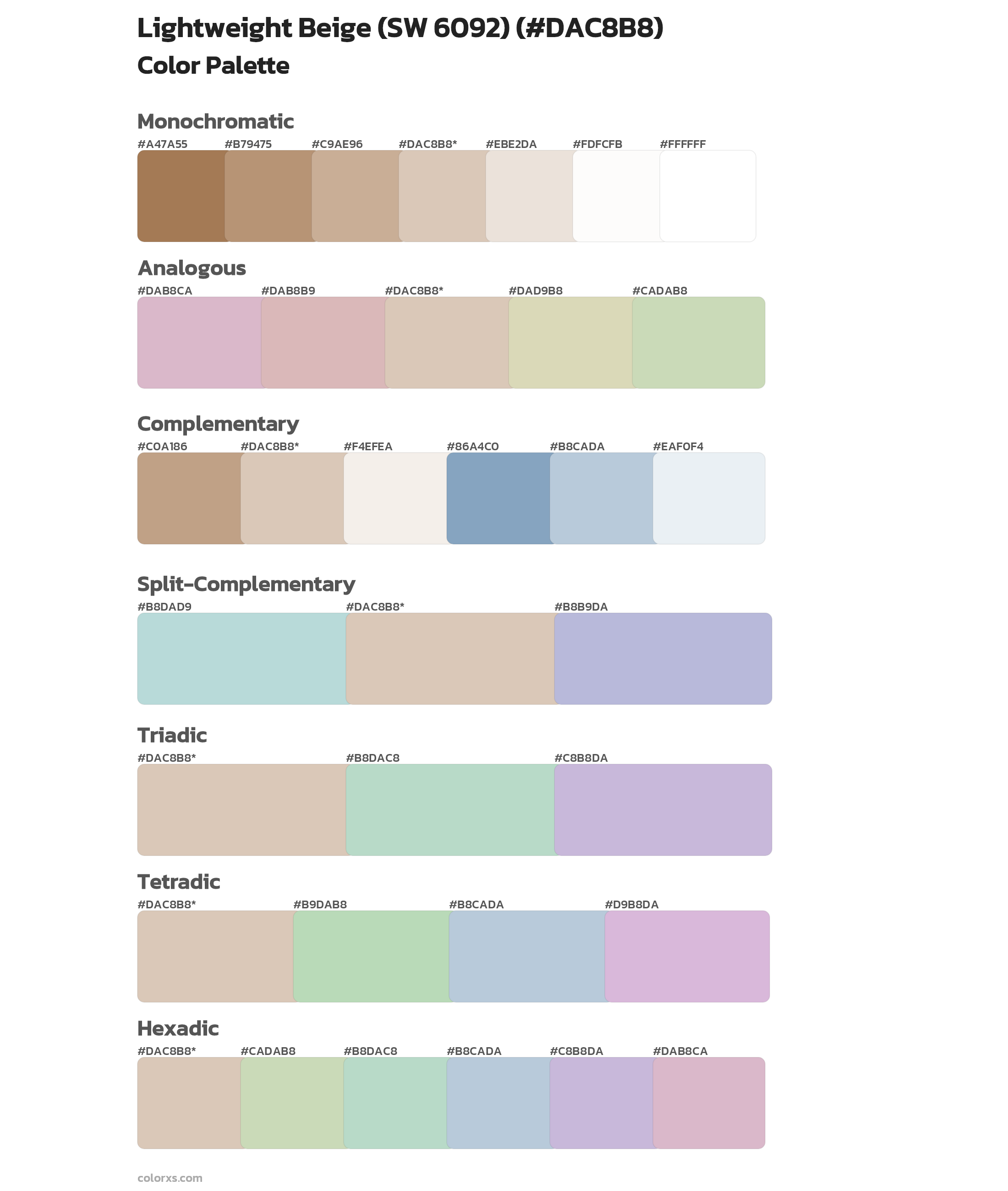 Lightweight Beige (SW 6092) Color Scheme Palettes
