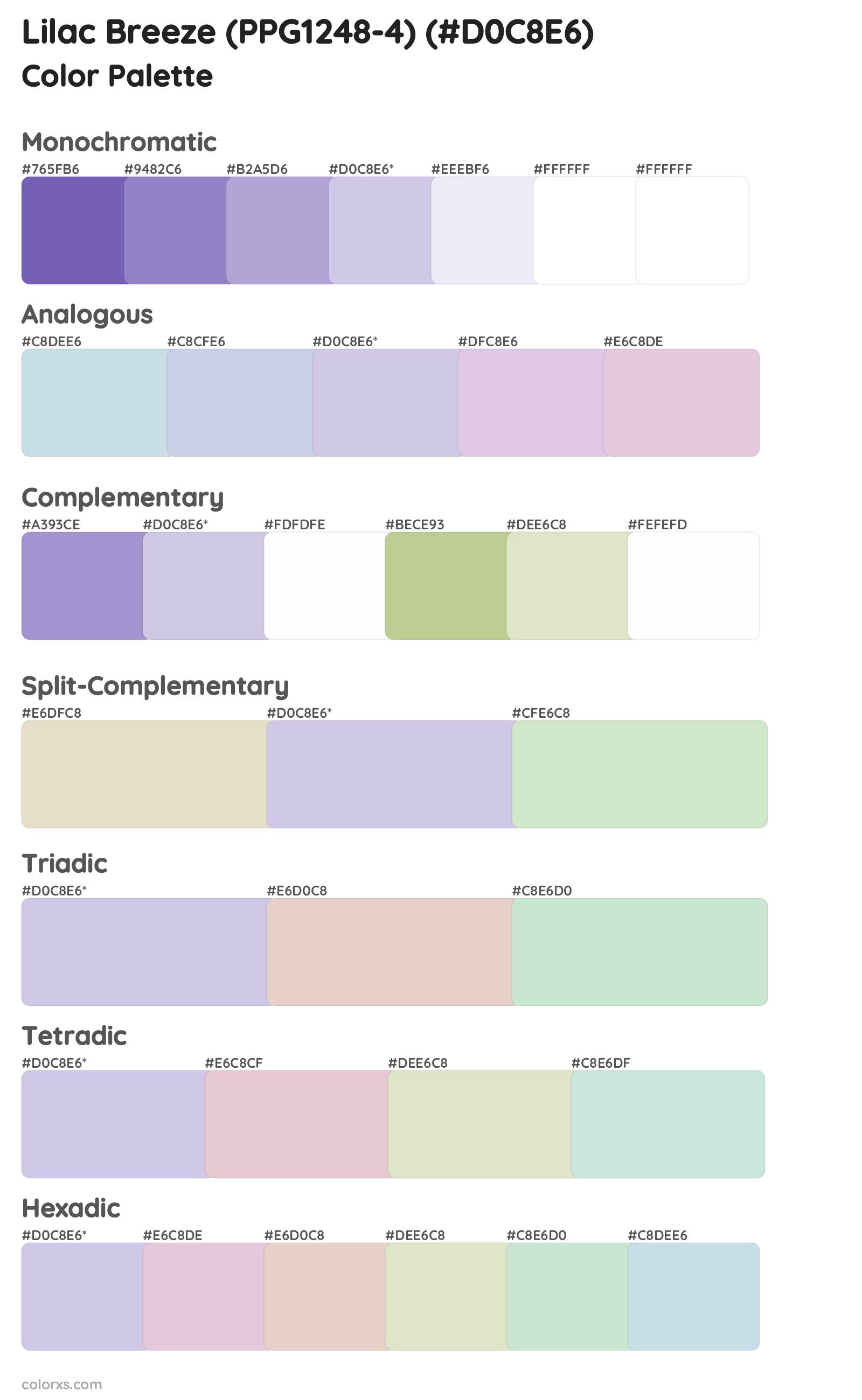 Lilac Breeze (PPG1248-4) Color Scheme Palettes