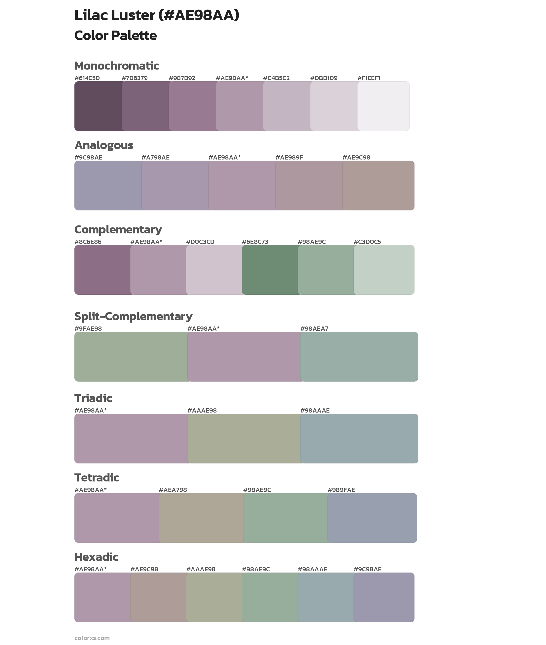 Lilac Luster Color Scheme Palettes