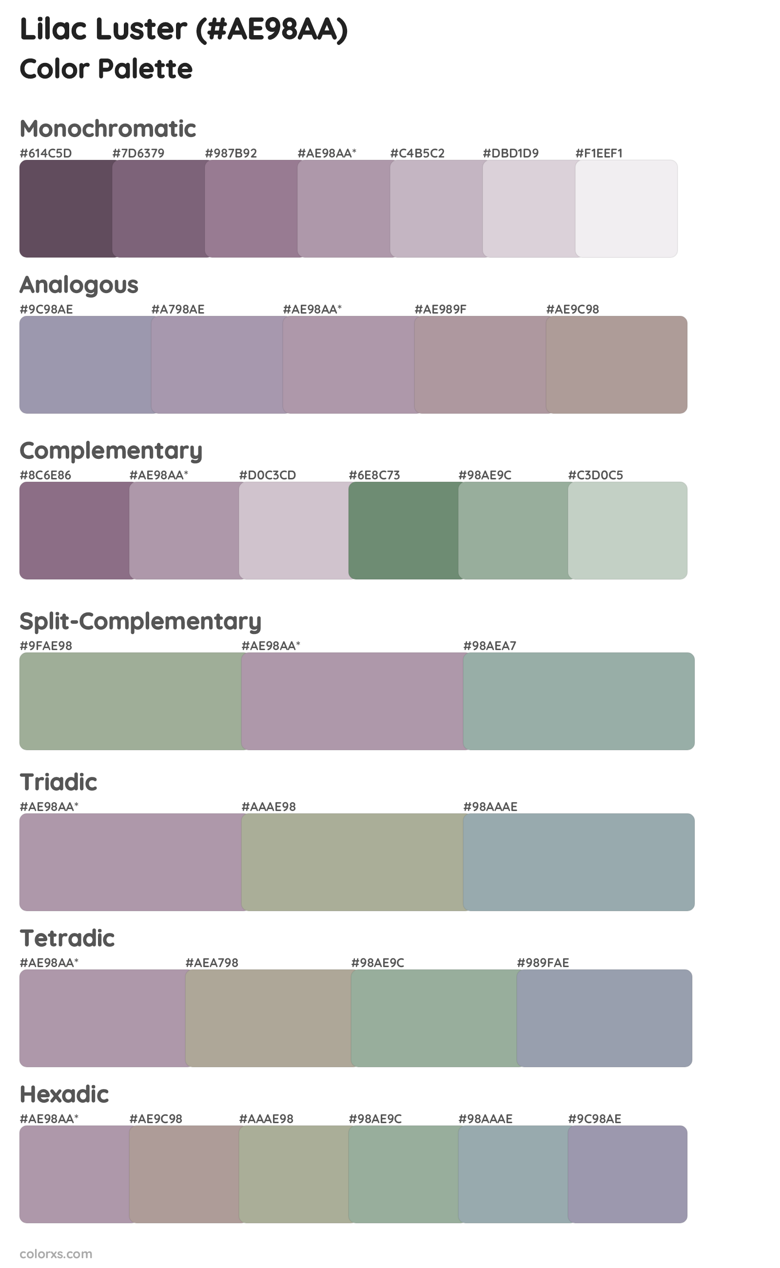 Lilac Luster Color Scheme Palettes