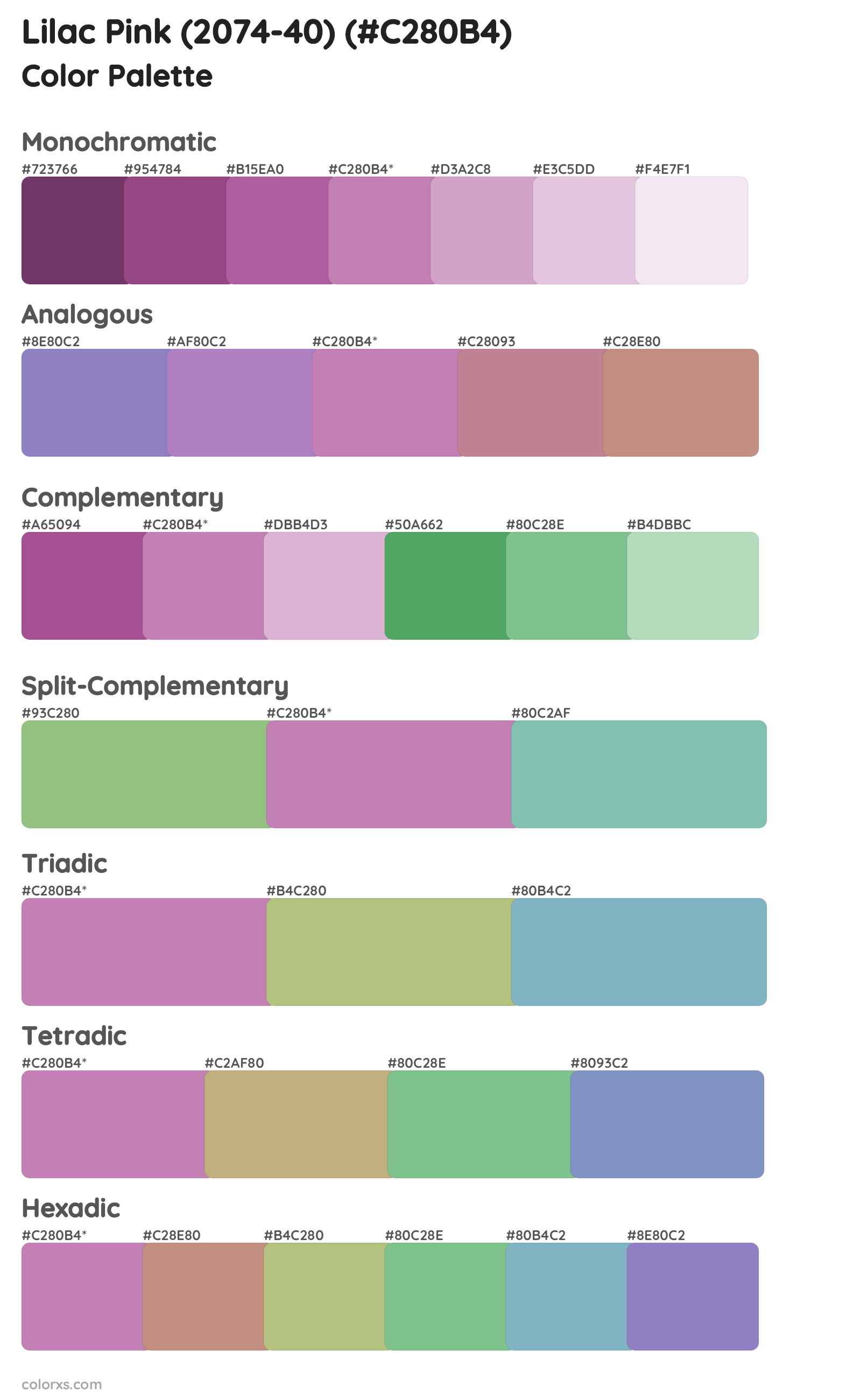 Lilac Pink (2074-40) Color Scheme Palettes