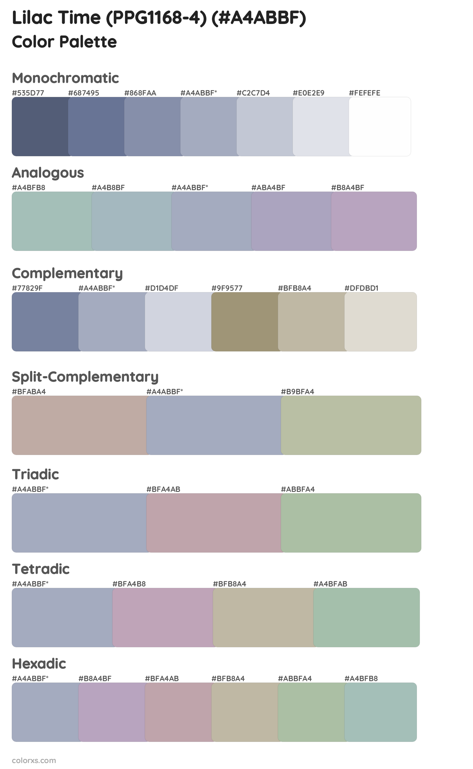 Lilac Time (PPG1168-4) Color Scheme Palettes