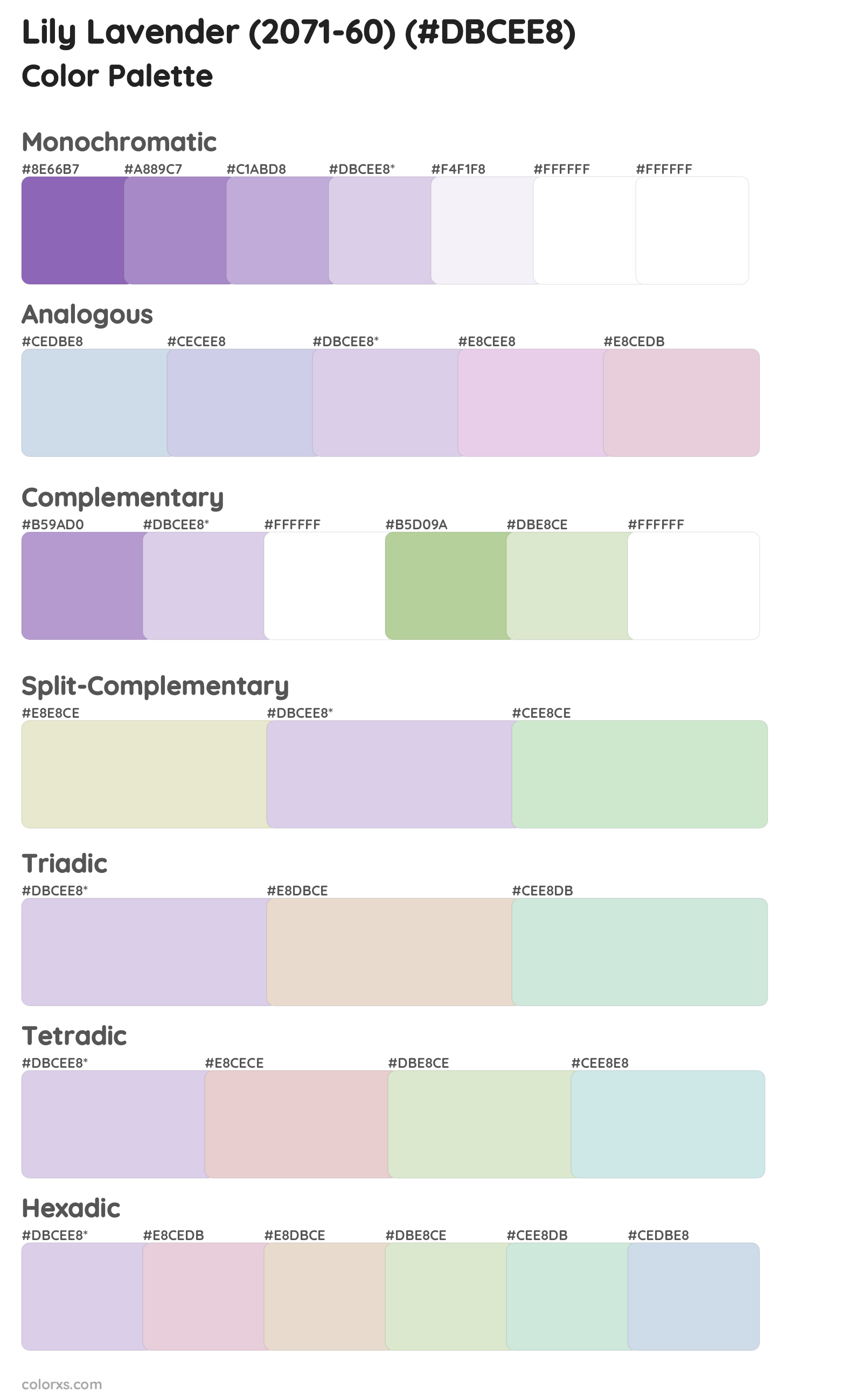 Lily Lavender (2071-60) Color Scheme Palettes
