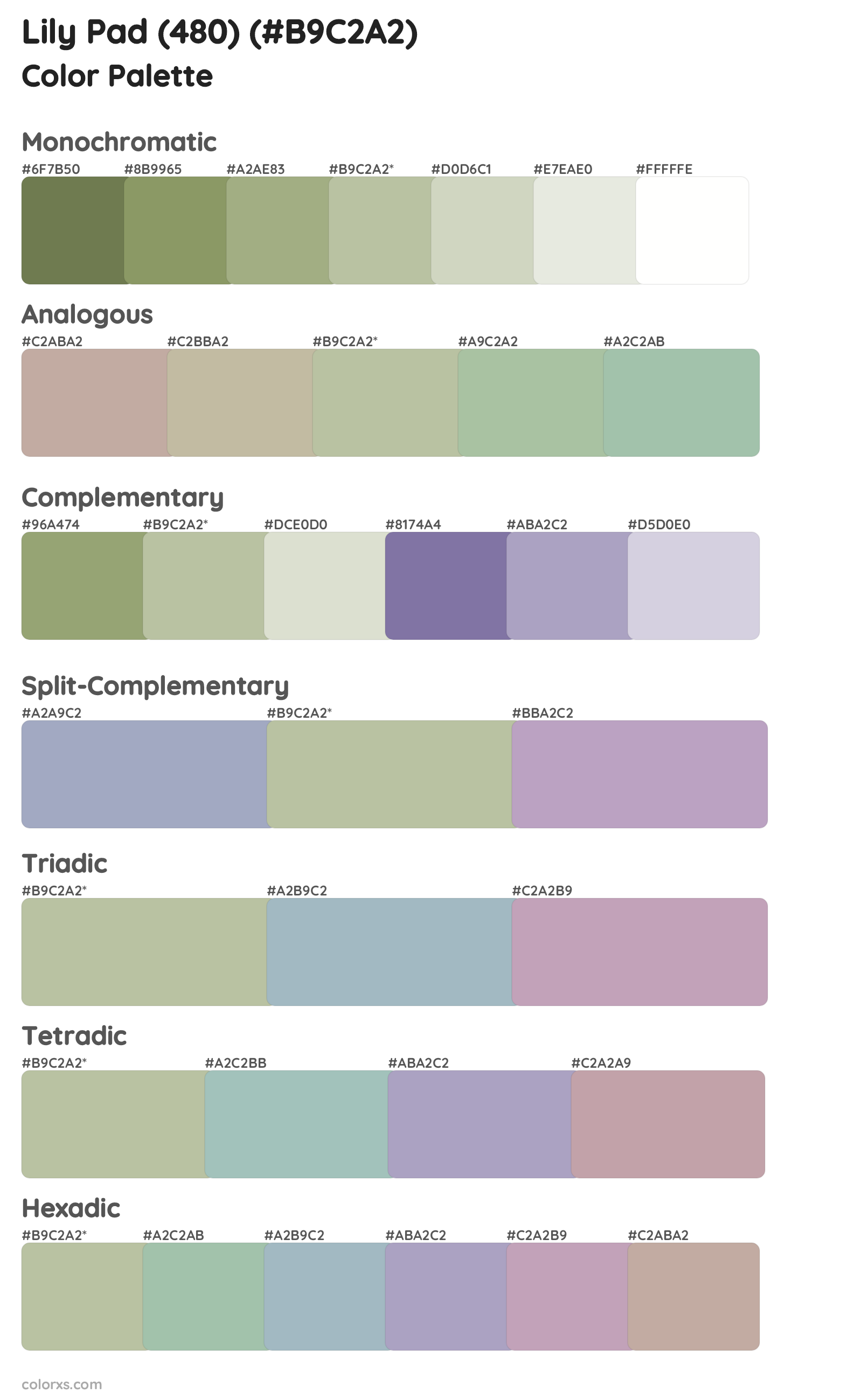 Lily Pad (480) Color Scheme Palettes