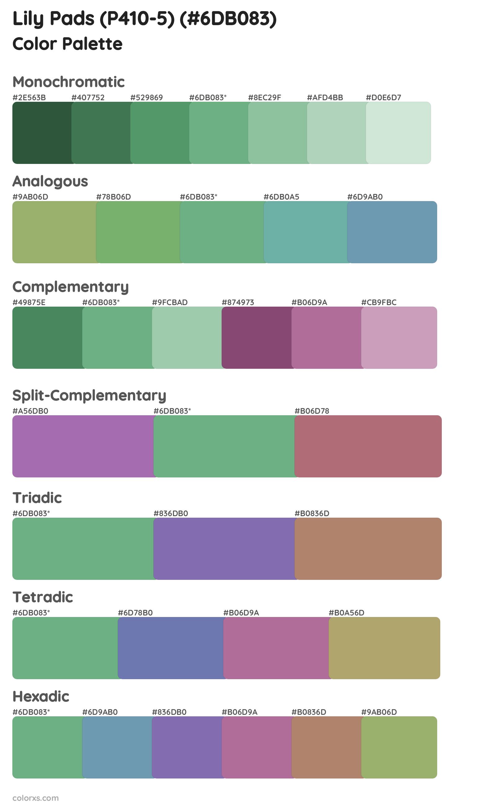 Lily Pads (P410-5) Color Scheme Palettes