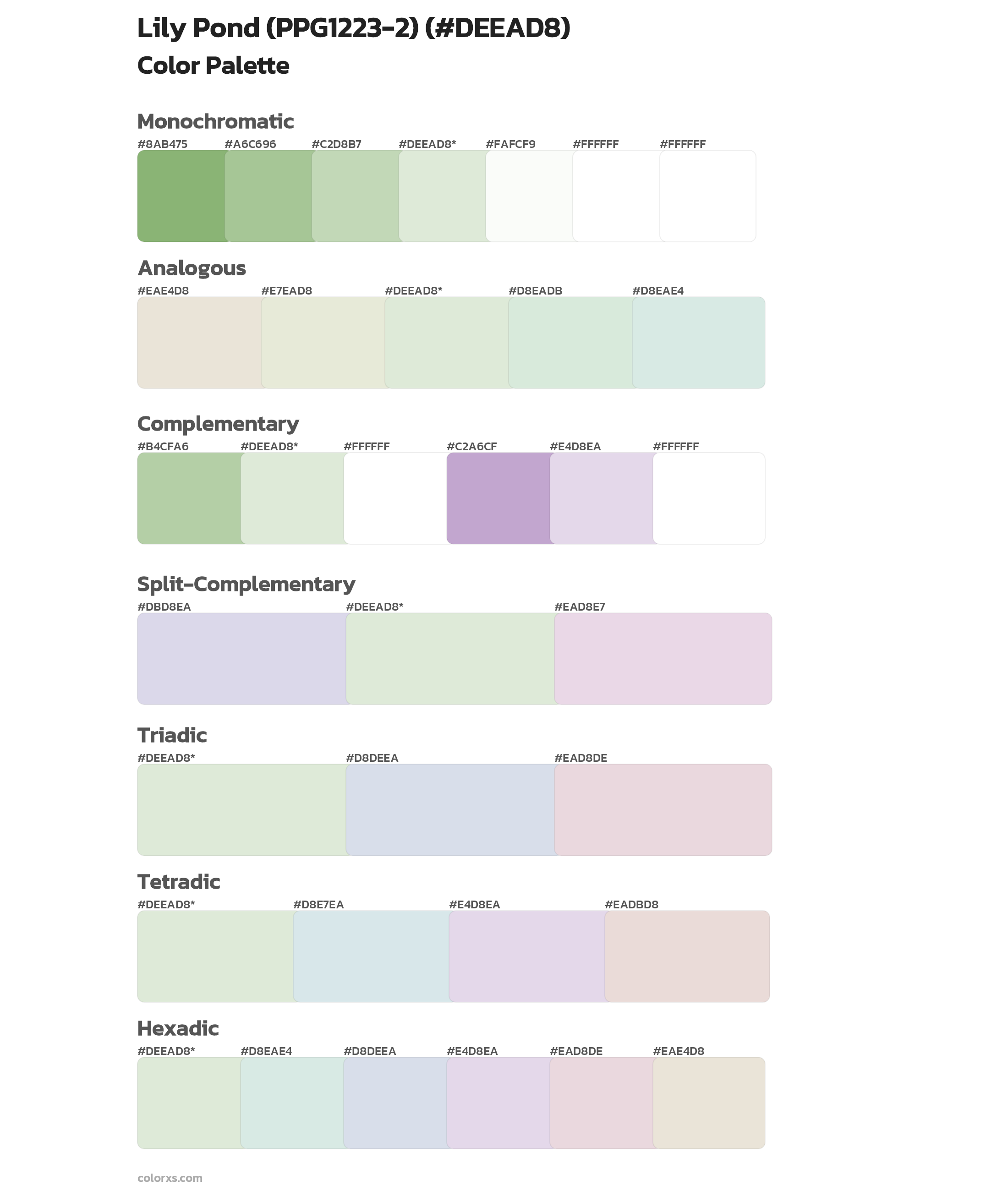 Lily Pond (PPG1223-2) Color Scheme Palettes