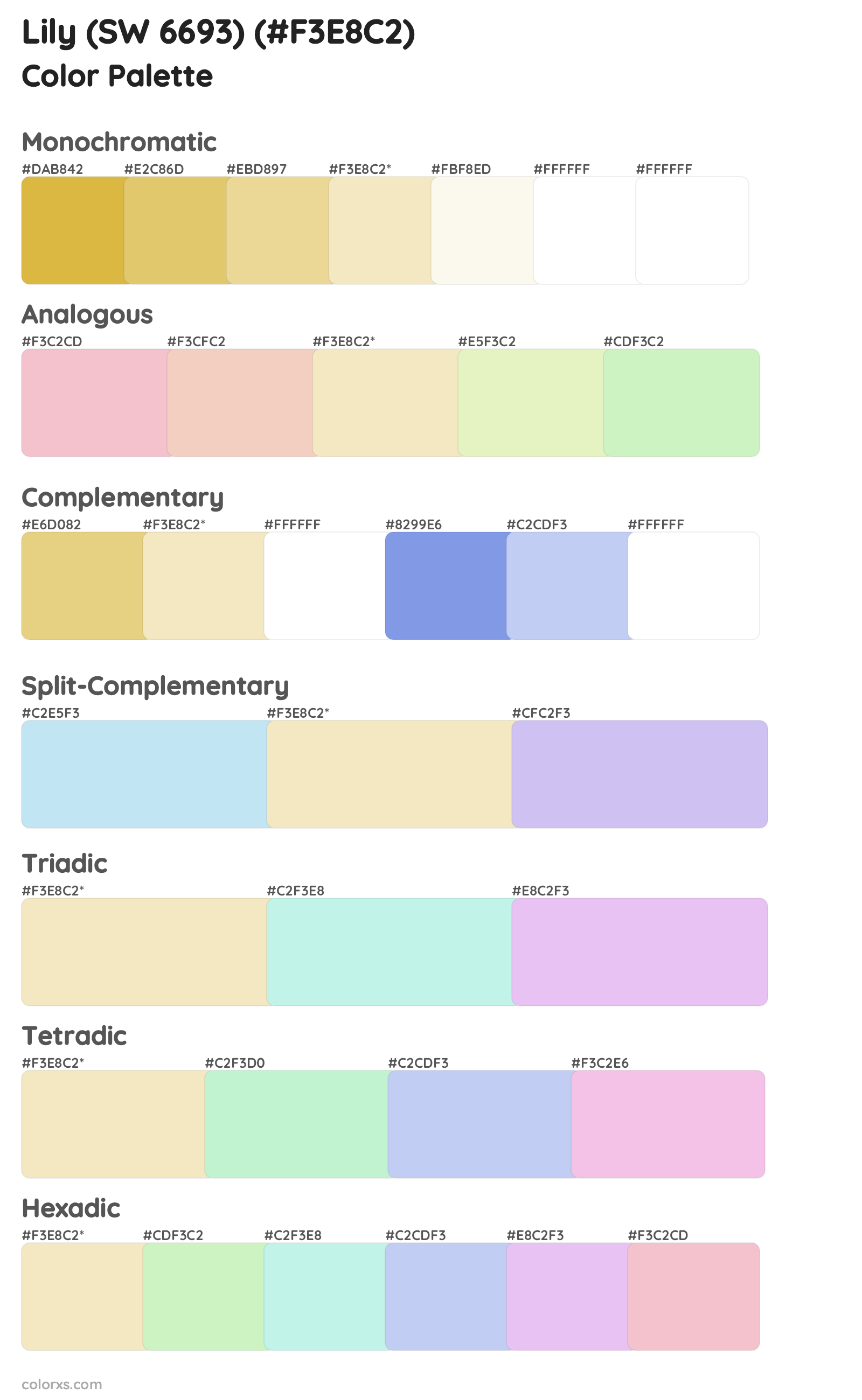 Lily (SW 6693) Color Scheme Palettes