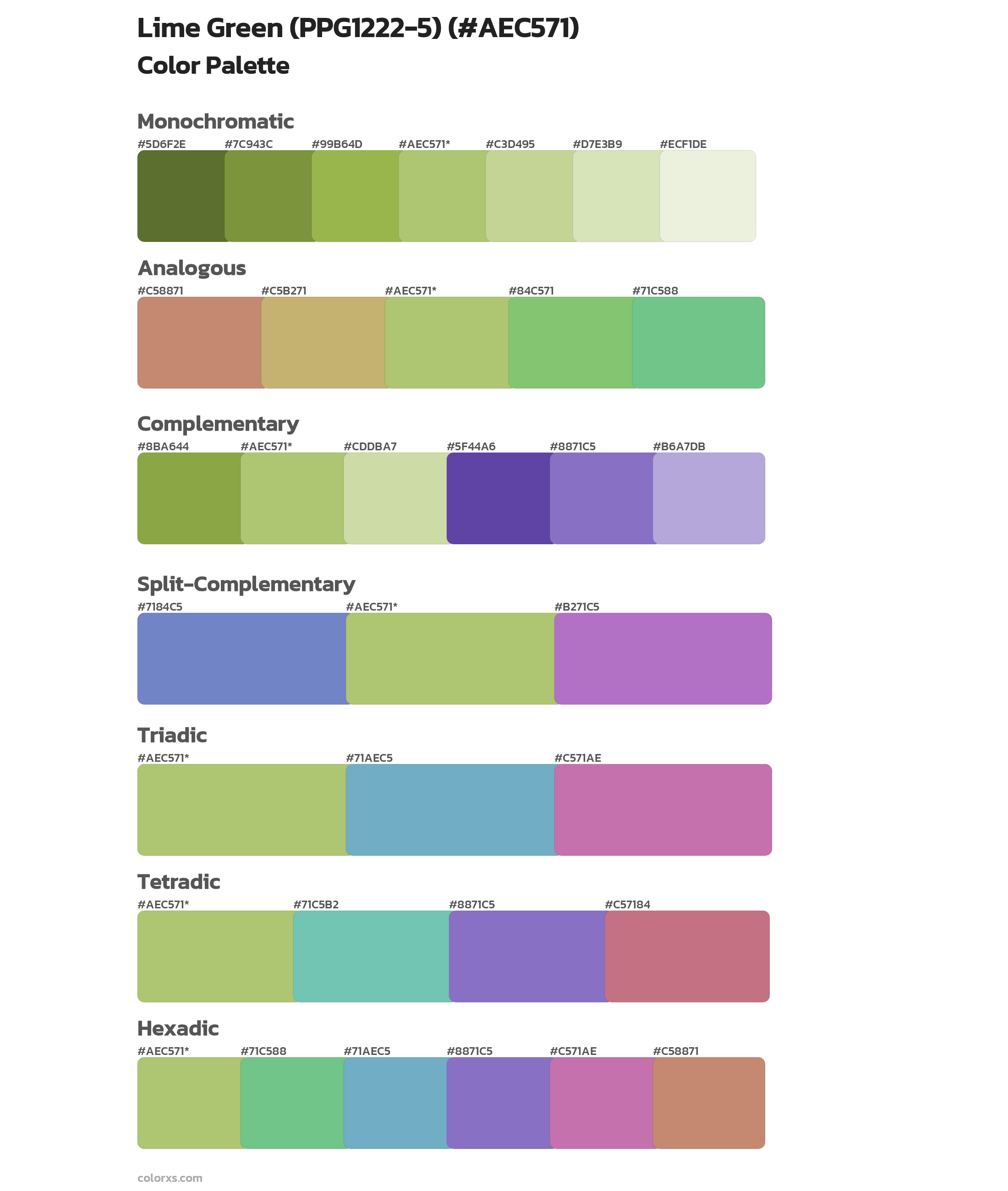 Lime Green (PPG1222-5) Color Scheme Palettes