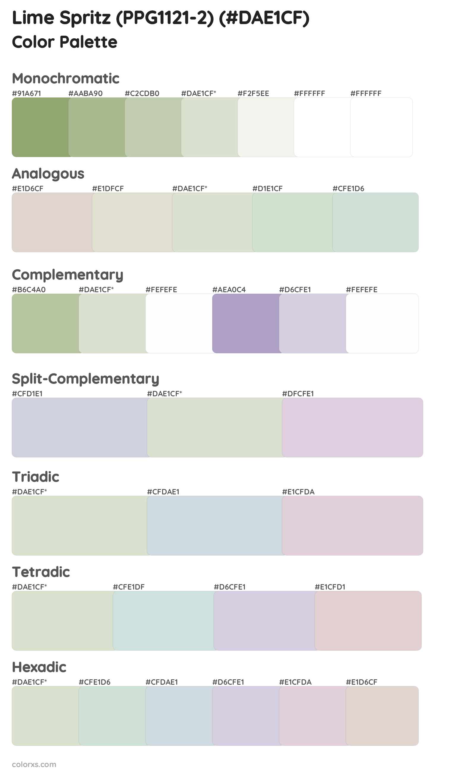 Lime Spritz (PPG1121-2) Color Scheme Palettes