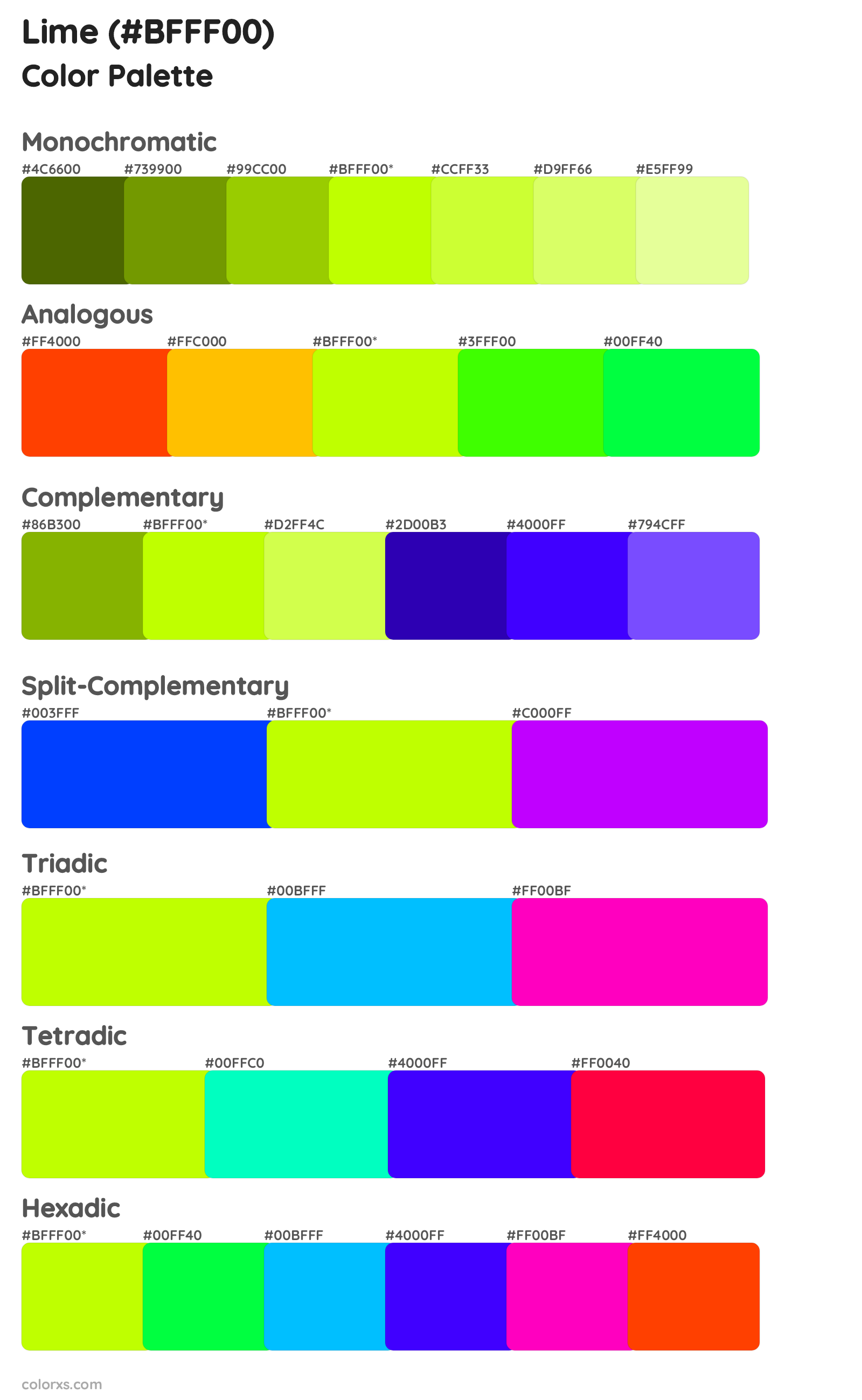 Lime Color Scheme Palettes