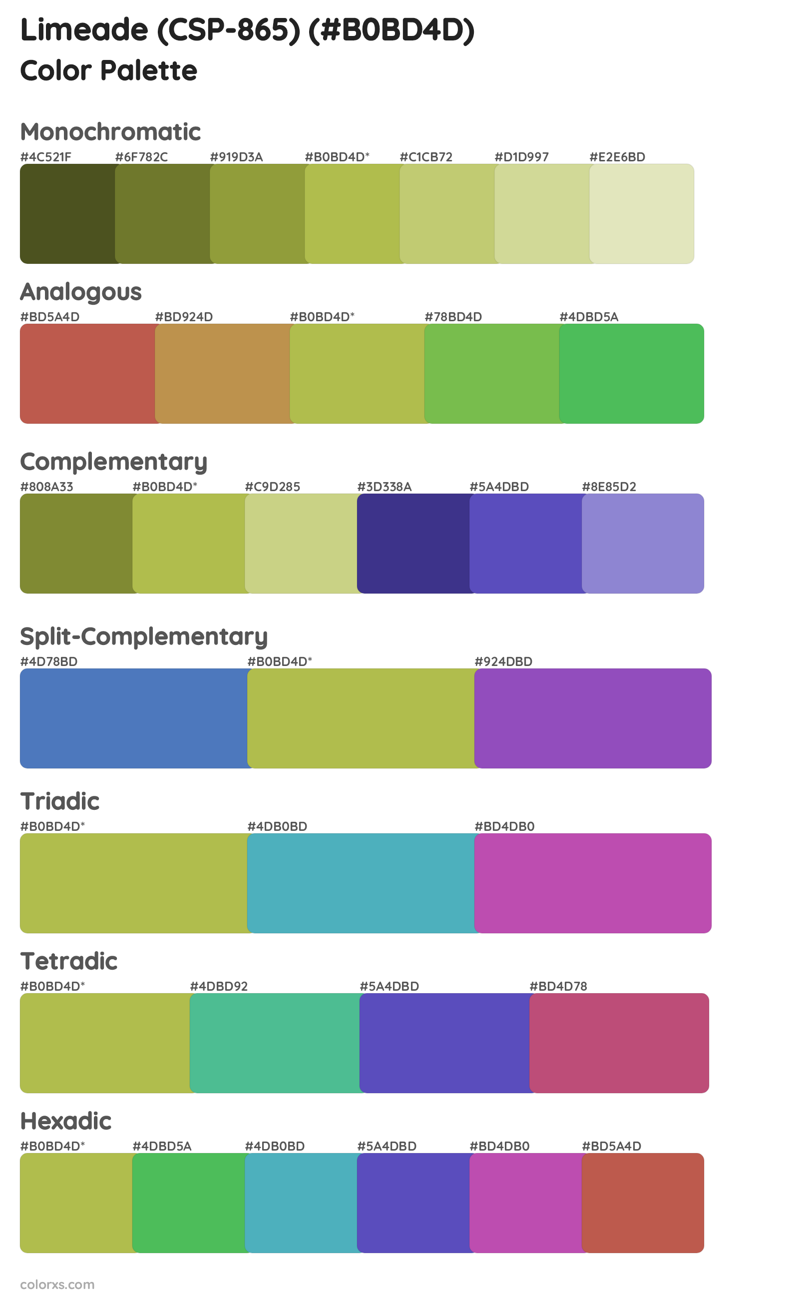Limeade (CSP-865) Color Scheme Palettes