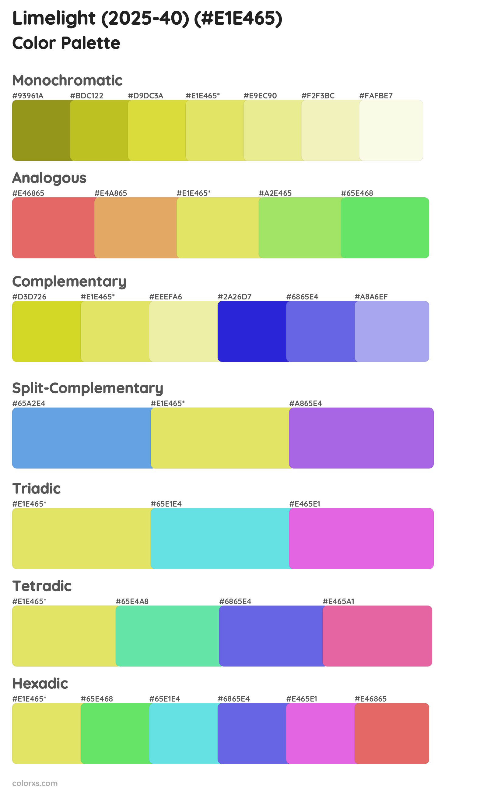 Limelight (2025-40) Color Scheme Palettes
