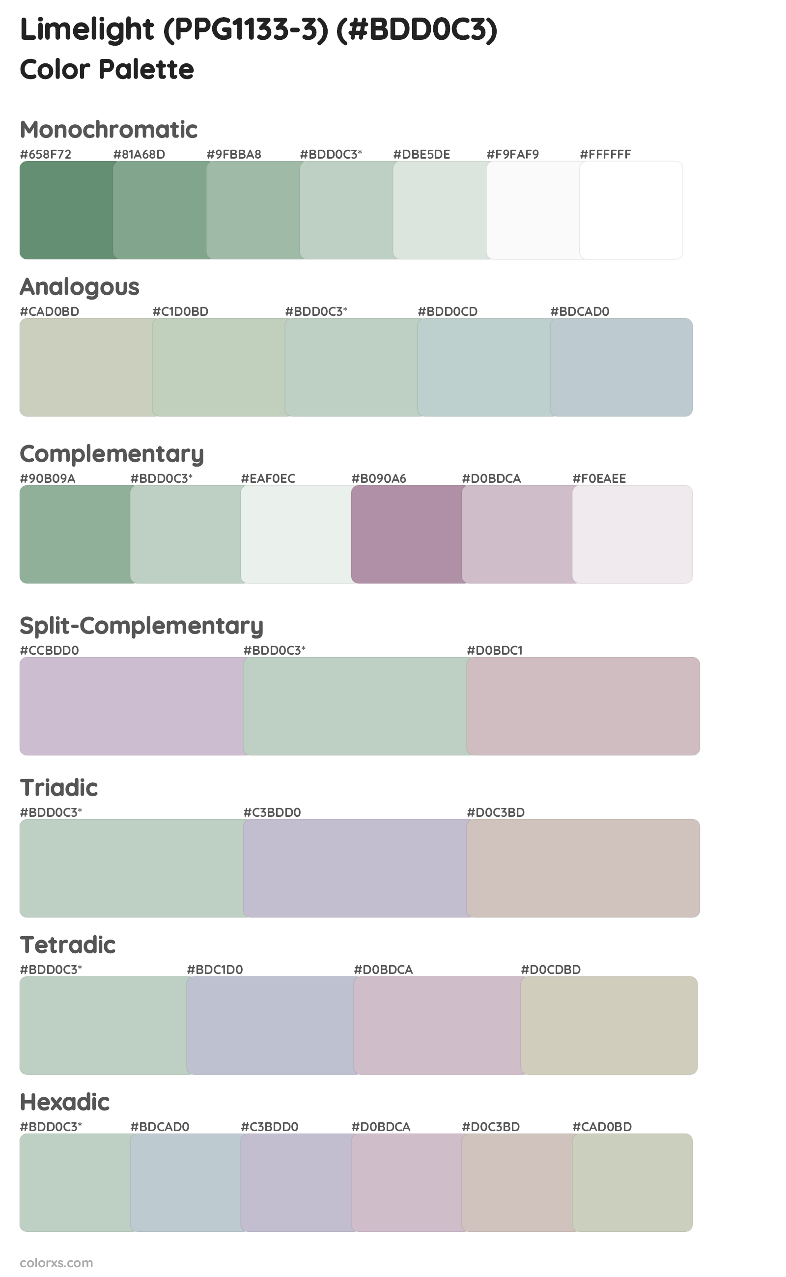 Limelight (PPG1133-3) Color Scheme Palettes
