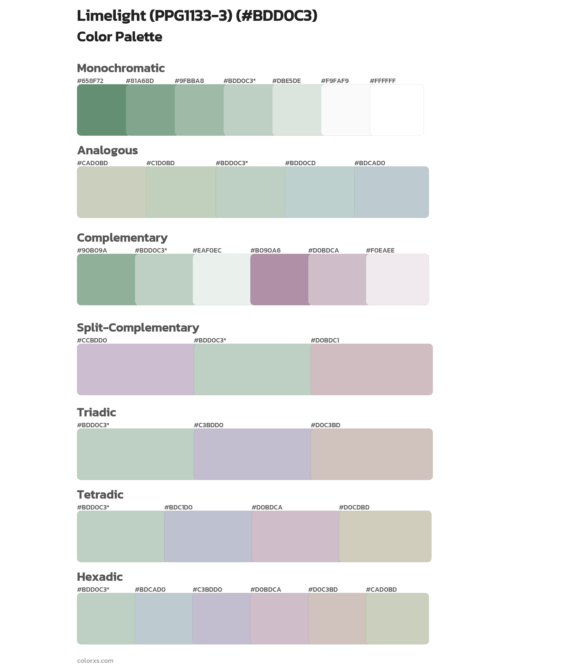 Limelight (PPG1133-3) Color Scheme Palettes