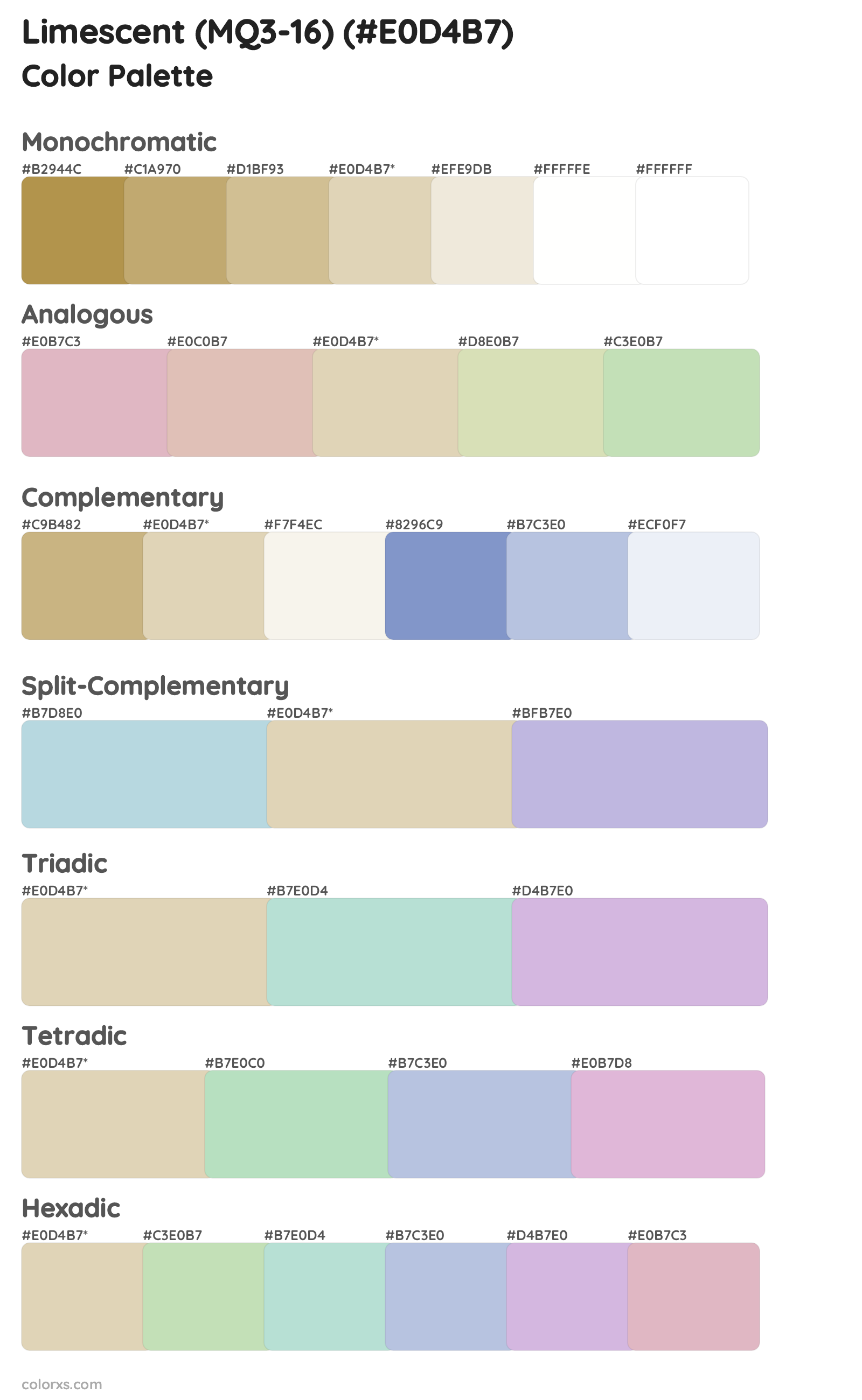 Limescent (MQ3-16) Color Scheme Palettes