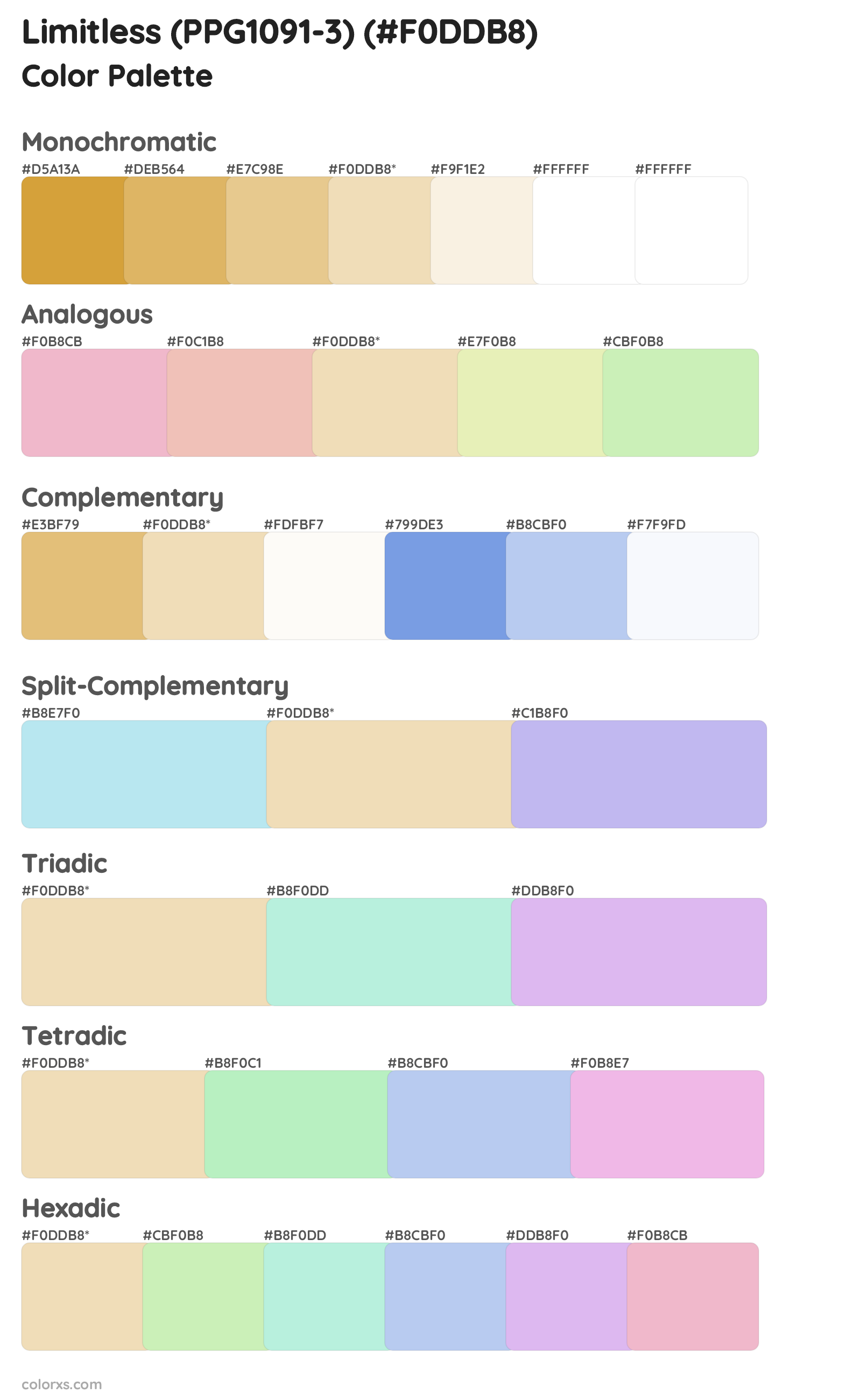 Limitless (PPG1091-3) Color Scheme Palettes